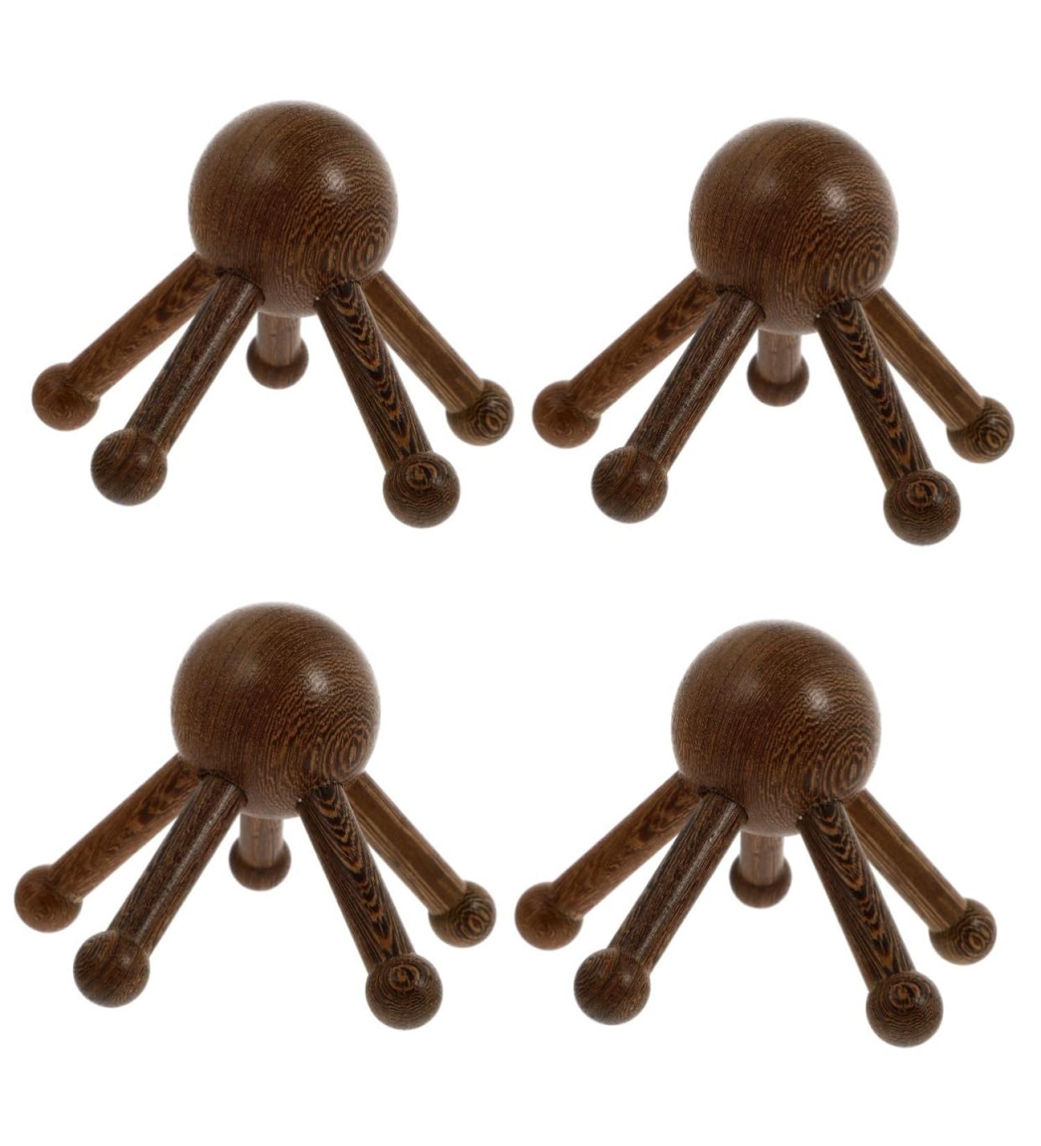 Tovinanna 4-Piece Massage Device Set - Hand Massager Scalp Massager Heated Eye Pads & Wooden Tools for Ultimate Relaxation - Buy Online on GoSupps.com