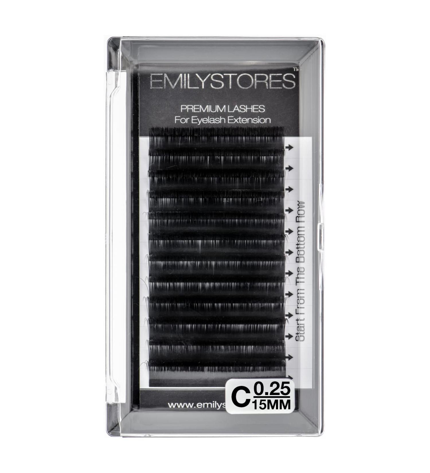 EMILYSTORES C Curl Eyelash Extensions - 0.25mm Thickness 15mm Length Silk Mink Fake Lashes - International Shipping Available - Buy Online on GoSupps.com
