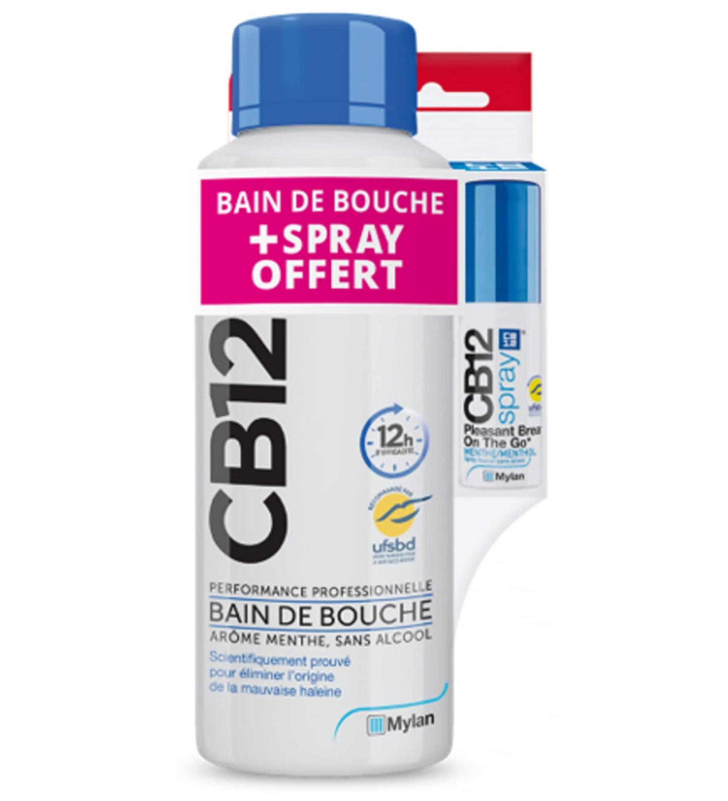 CB12 Mouthwash 500 ml + Alcohol-free Mouth Spray Mint 15 ml Free