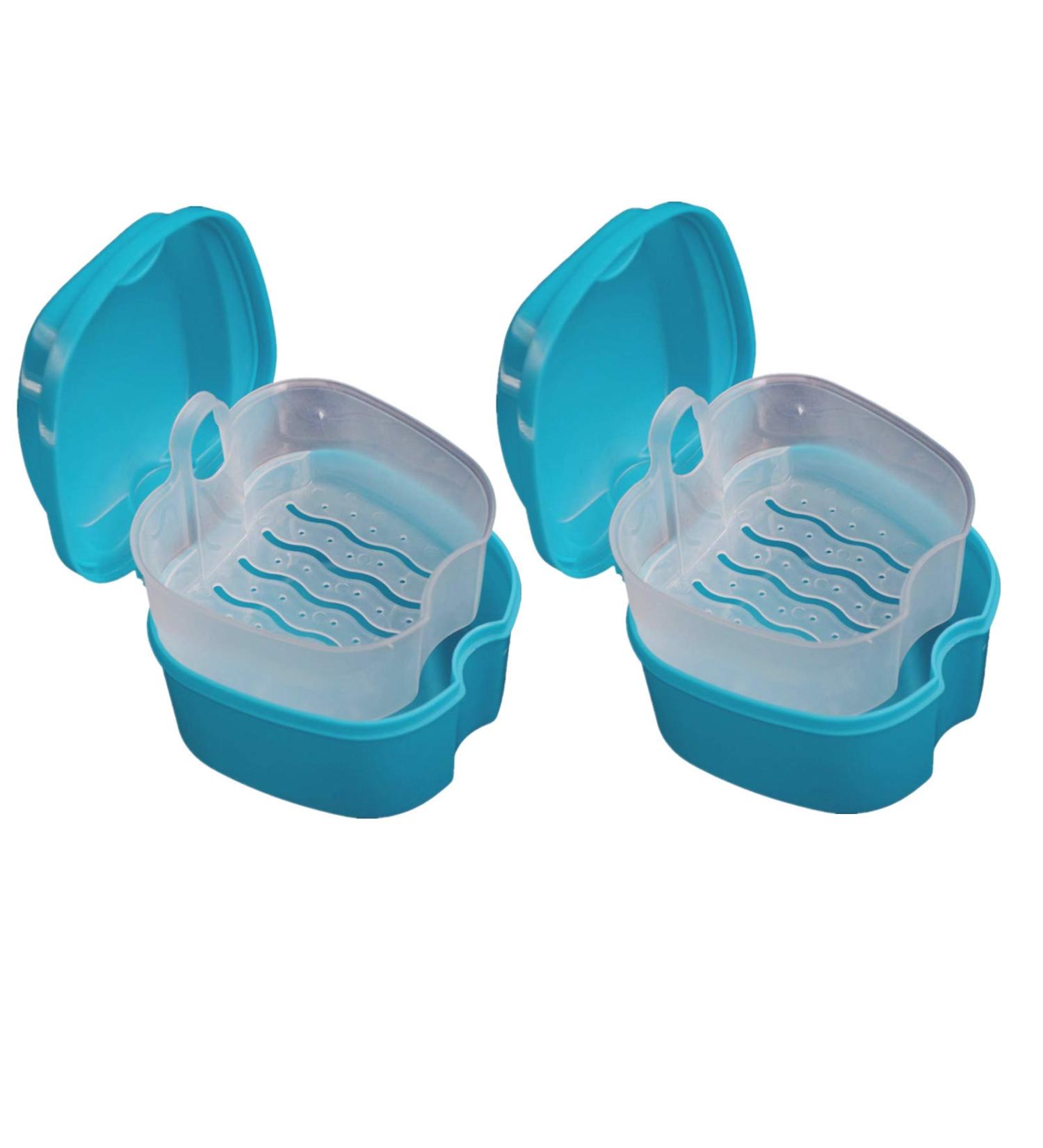 Qiuday Prosthesis Case - Dental False Teeth Storage Box with Hanging Net 2PCs for Travel & Cleaning - Buy Online on GoSupps.com
