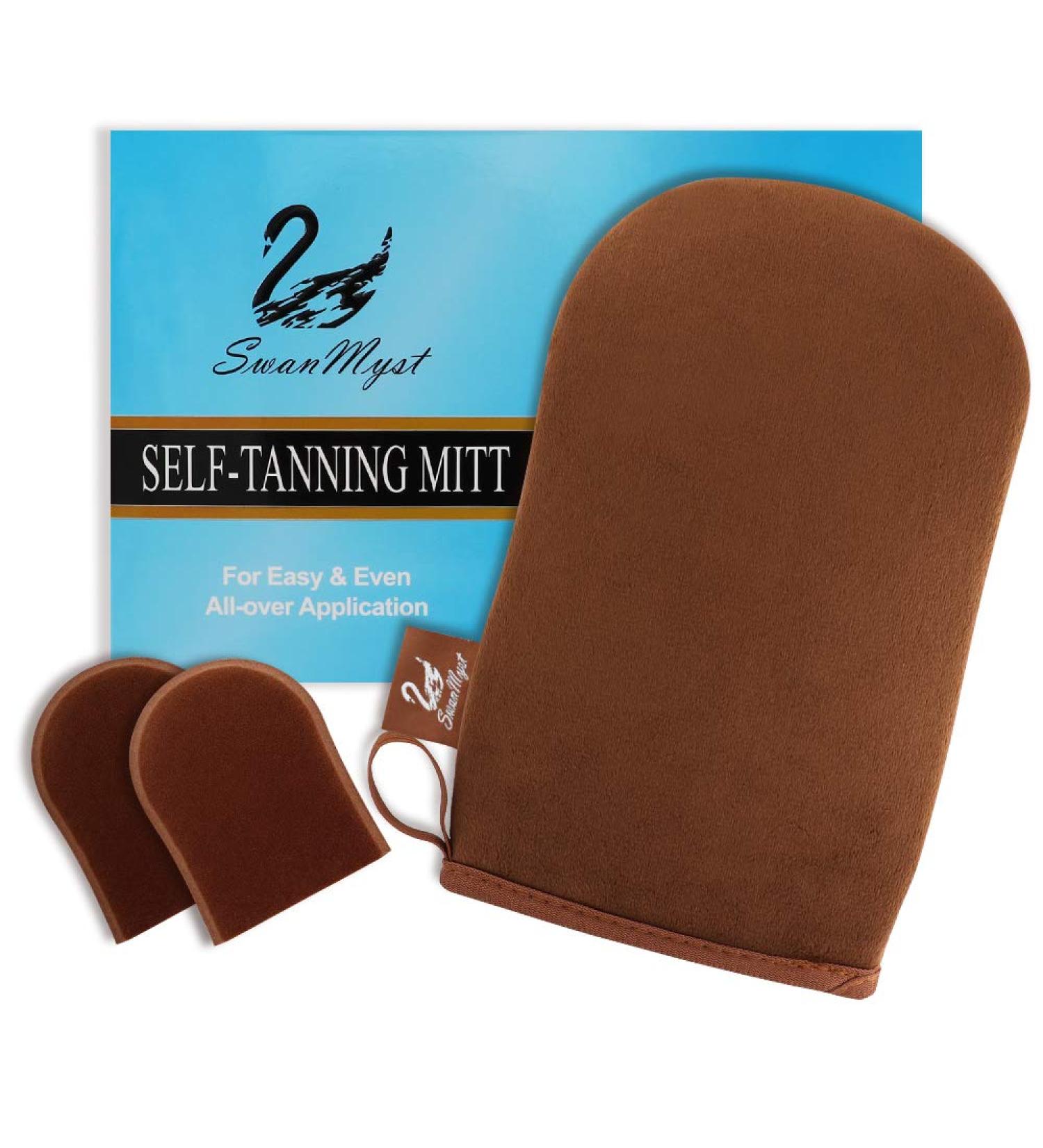 Self Tanning Mitt Applicator - Double-Sided Microfiber Sunless Tanner Glove for Flawless Streak-Free Tan | Includes 2 Face Tan Mitts - Shop Internationally - Buy Online on GoSupps.com
