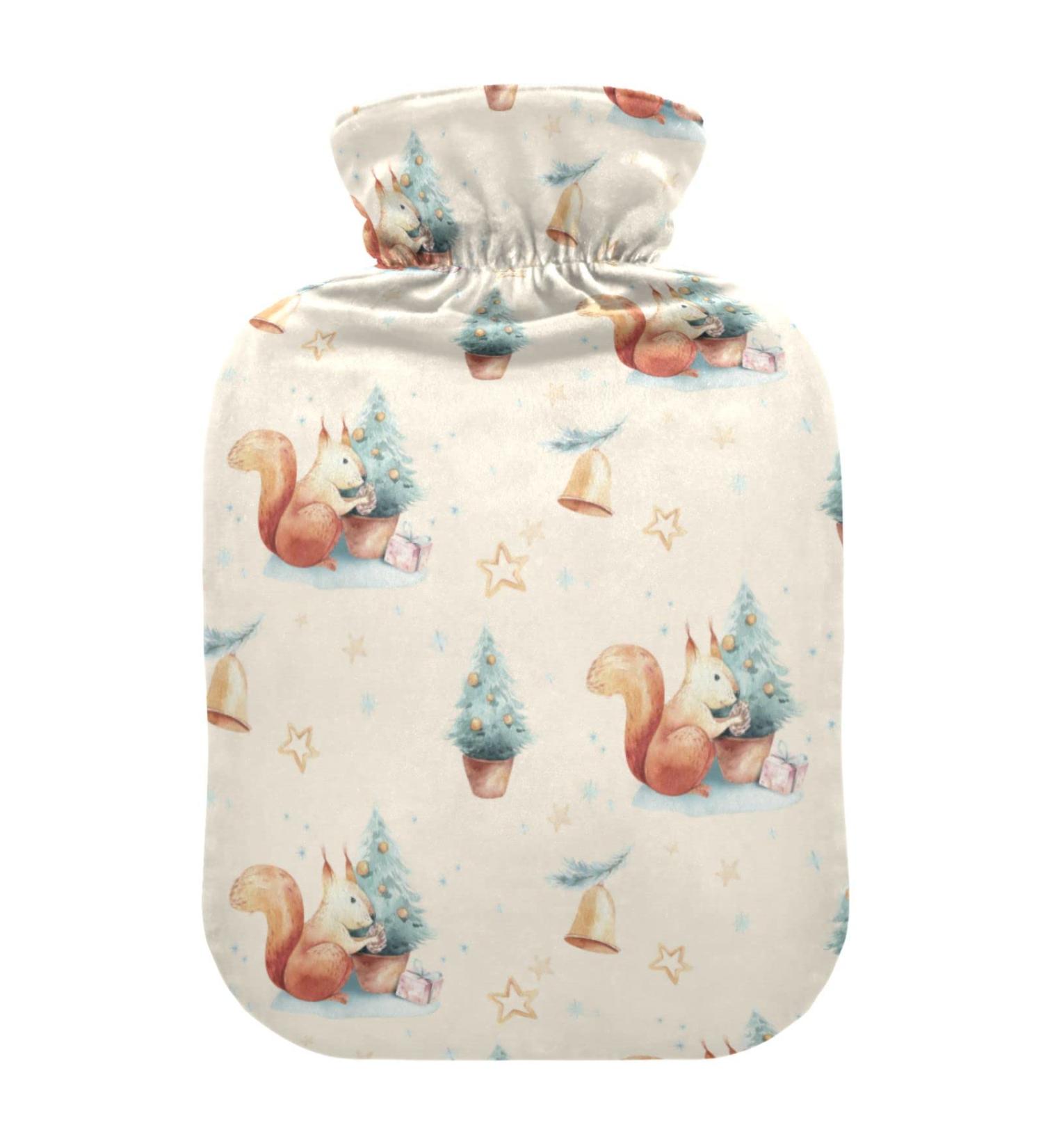 Oarencol Hot Water Bottle with Cover - Squirrel Tree & Star Design 1L for Hot & Cold Compress - Buy Internationally! - Buy Online on GoSupps.com
