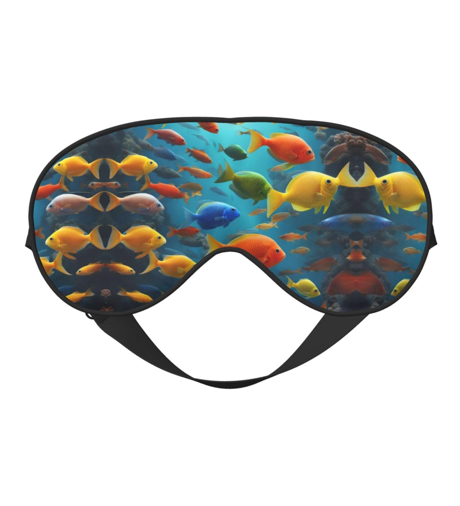 Colorful Fishes Print Unisex Sleep Eye Mask | Soft Comfort Eye Shade for Travel Yoga & Shift Work - Buy Online on GoSupps.com