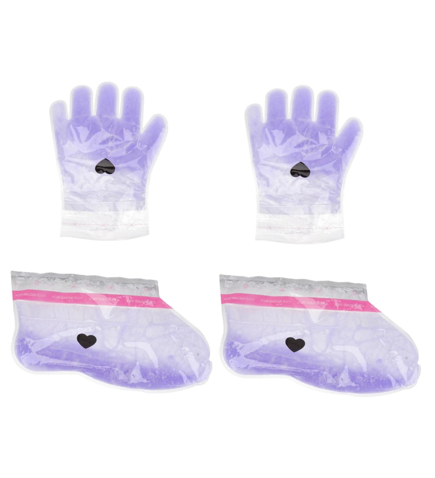 Housoutil 2 Pairs Wax Gloves Spa Foot Mask Purple Pe Bag - Buy Online on GoSupps.com