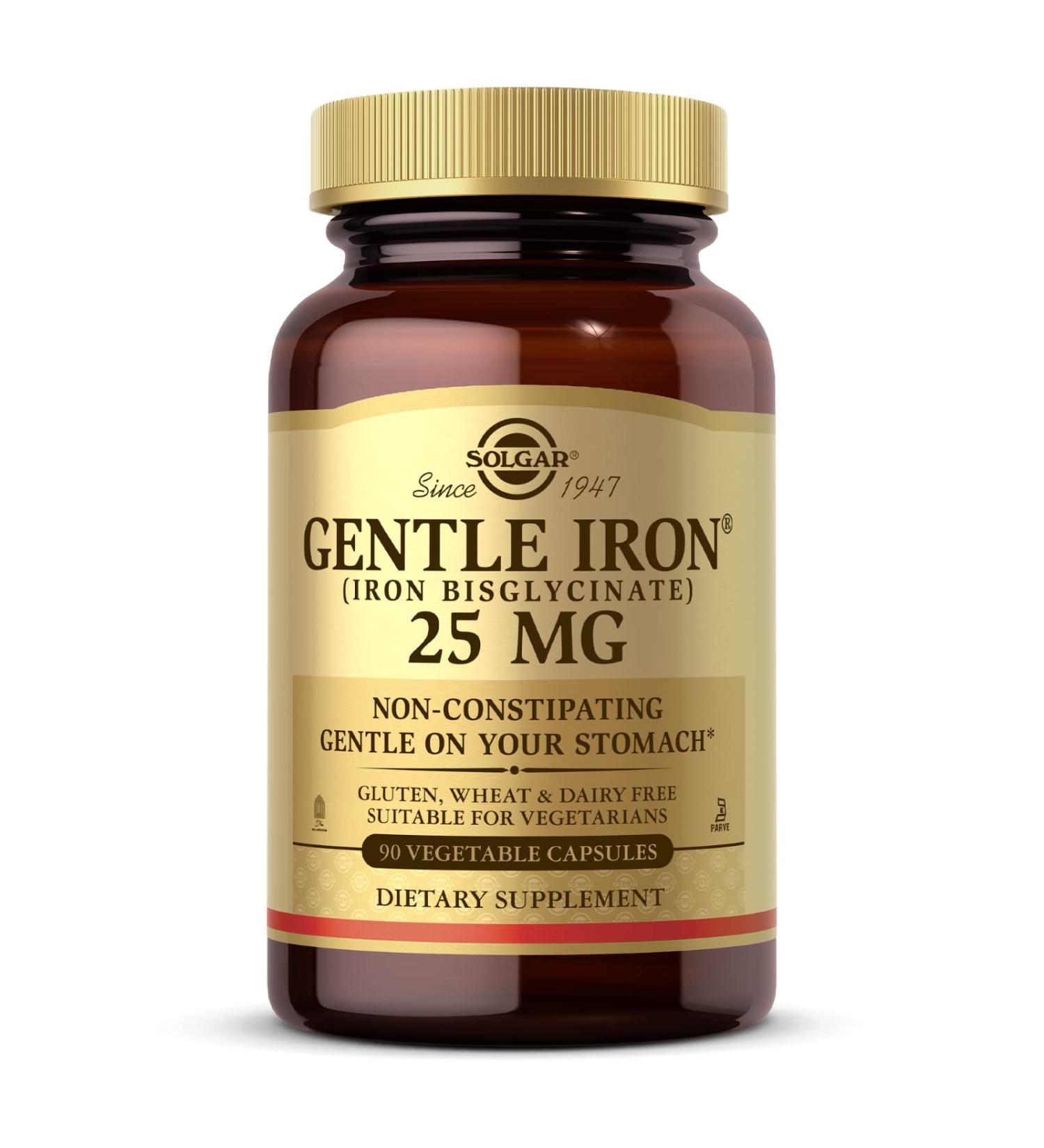 Solgar Gentle Iron 25 mg - 90 Vegan Capsules for Optimal Iron Support - Buy Online on GoSupps.com