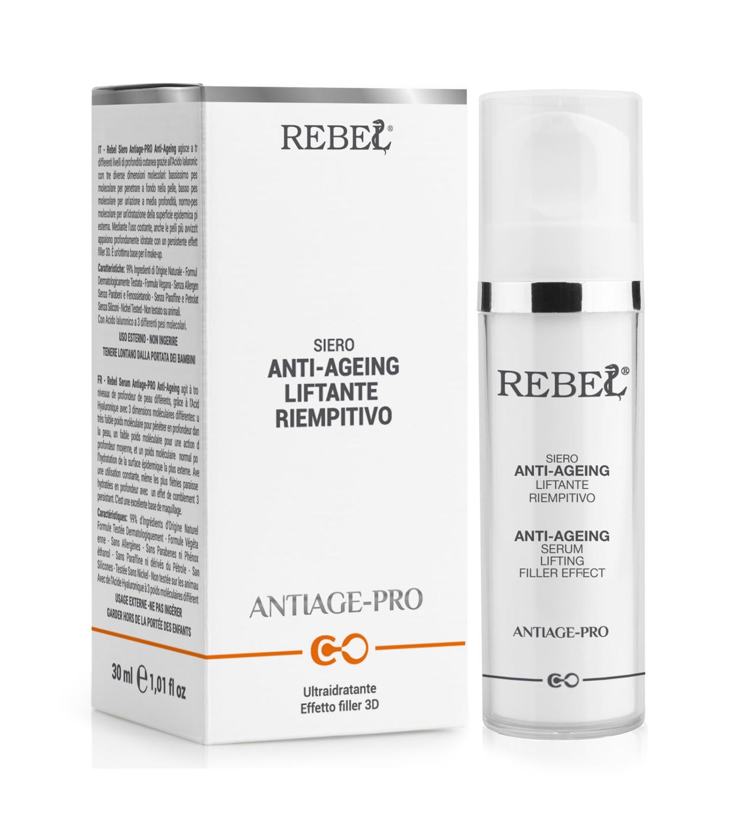  Licofarma Rebel Antiage Pro Anti-Ageing Serum | Lifting and Filling | Marked Wrinkle Treatment | With Hyaluronic Acid at 3 Molecular Weights | Airless Bottle 30ml - Buy Online on GoSupps.com