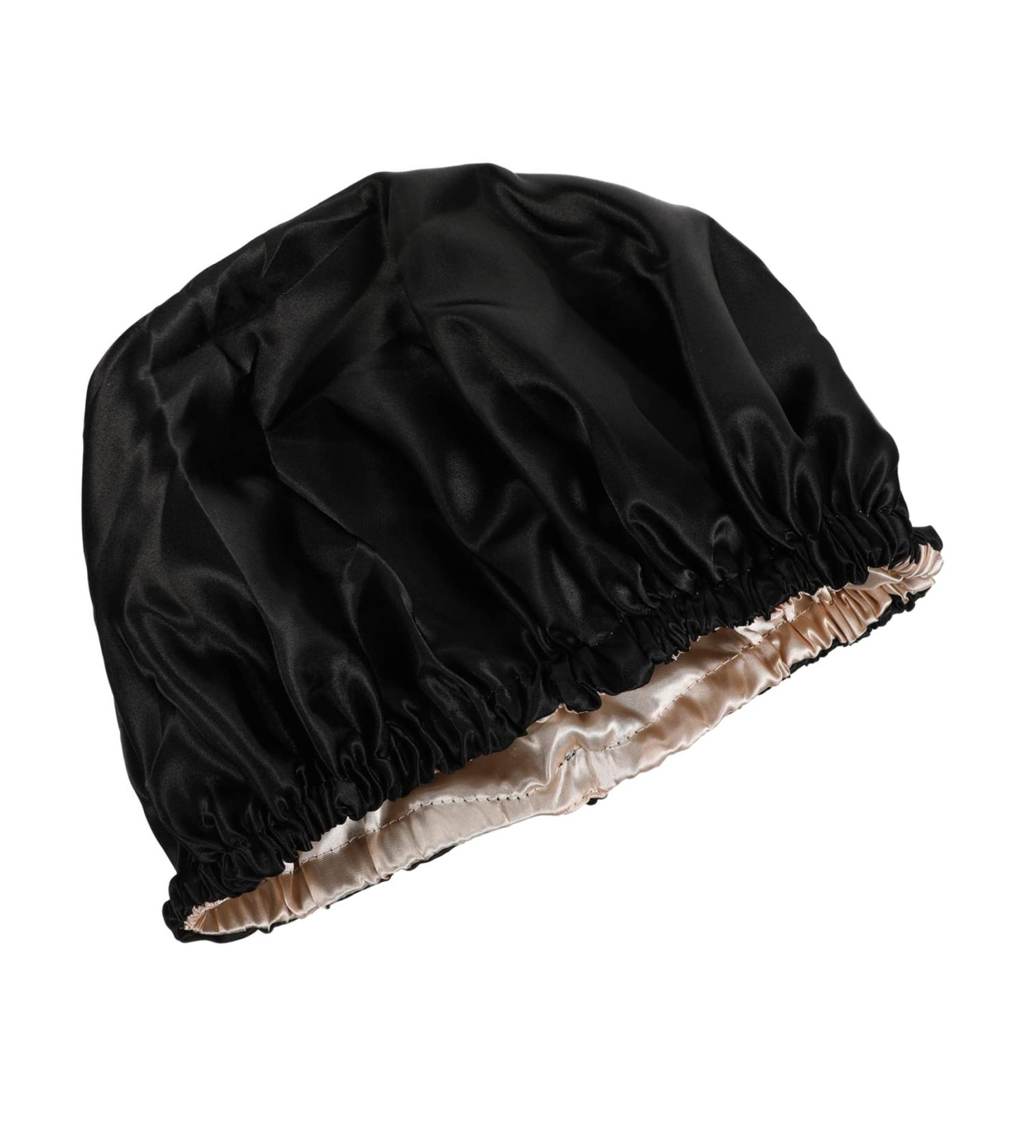 FOMIYES Adjustable Buckle Curly Hair Shower Cap for Women - Black 29x22cm - Buy Online on GoSupps.com