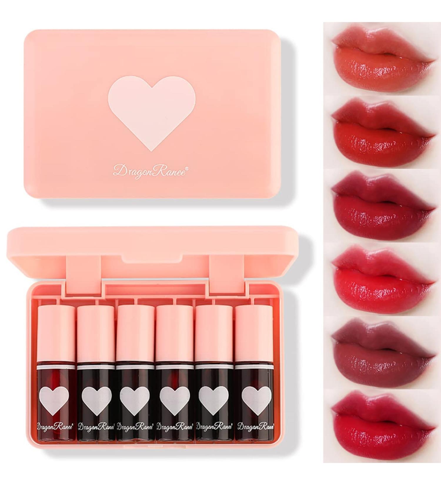 6 Colors Korean Lip Tint Stain Set - Long Lasting, Waterproof Lip and Cheek Tint with High Pigment and Vivid Color | Non-Stick Cup Mini Liquid Lipstick for Plumping - Lip Tint Makeup Set - Buy Online on GoSupps.com