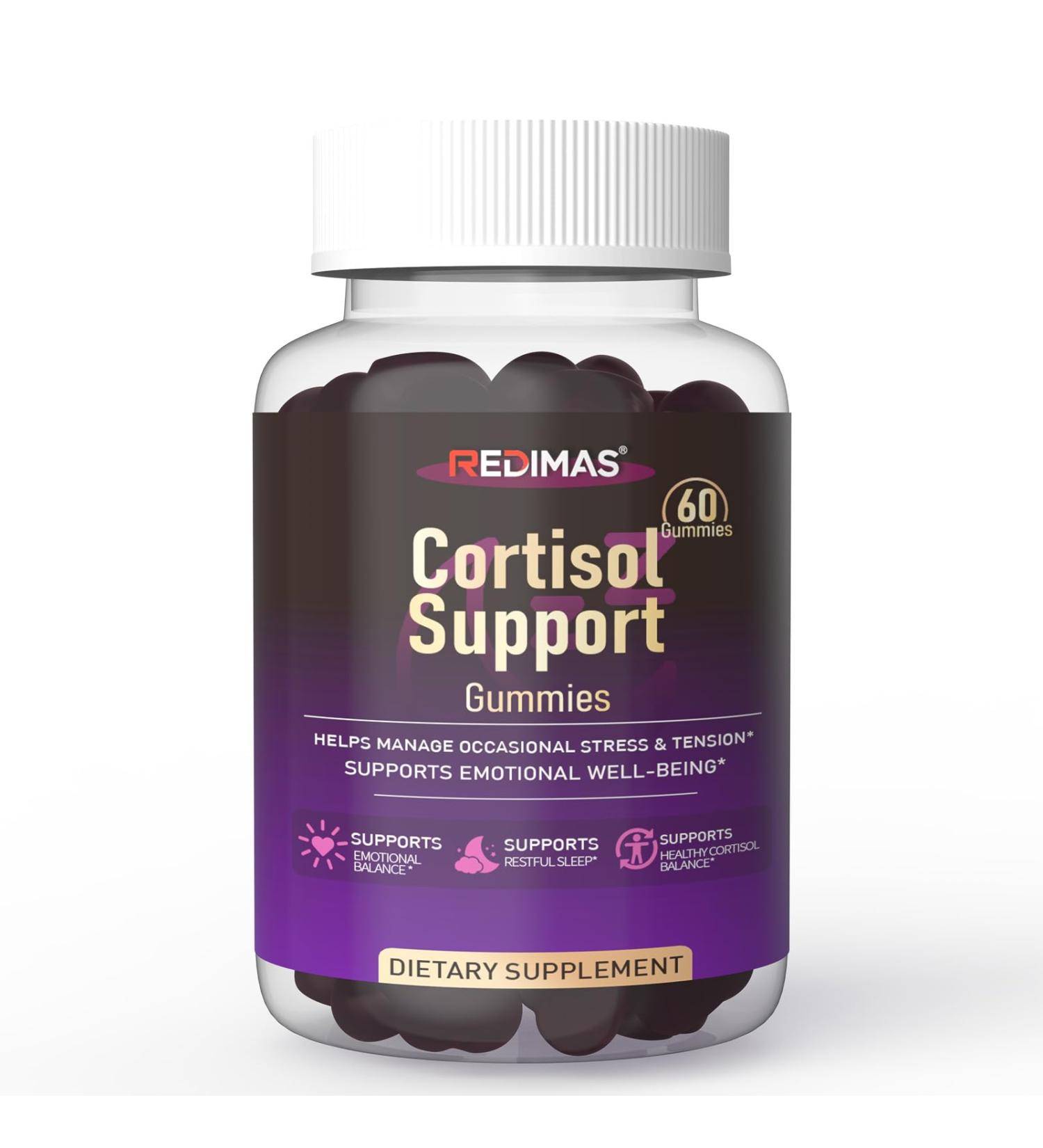 Redimas Cortisol Gummies for Women & Men with Ashwagandha Magnesium L-Theanine and Multivitamin Vegan Chewable Gummies for Daily Lifestyle Balance Convenient Adult Supplement 60 Count - Buy Online on GoSupps.com