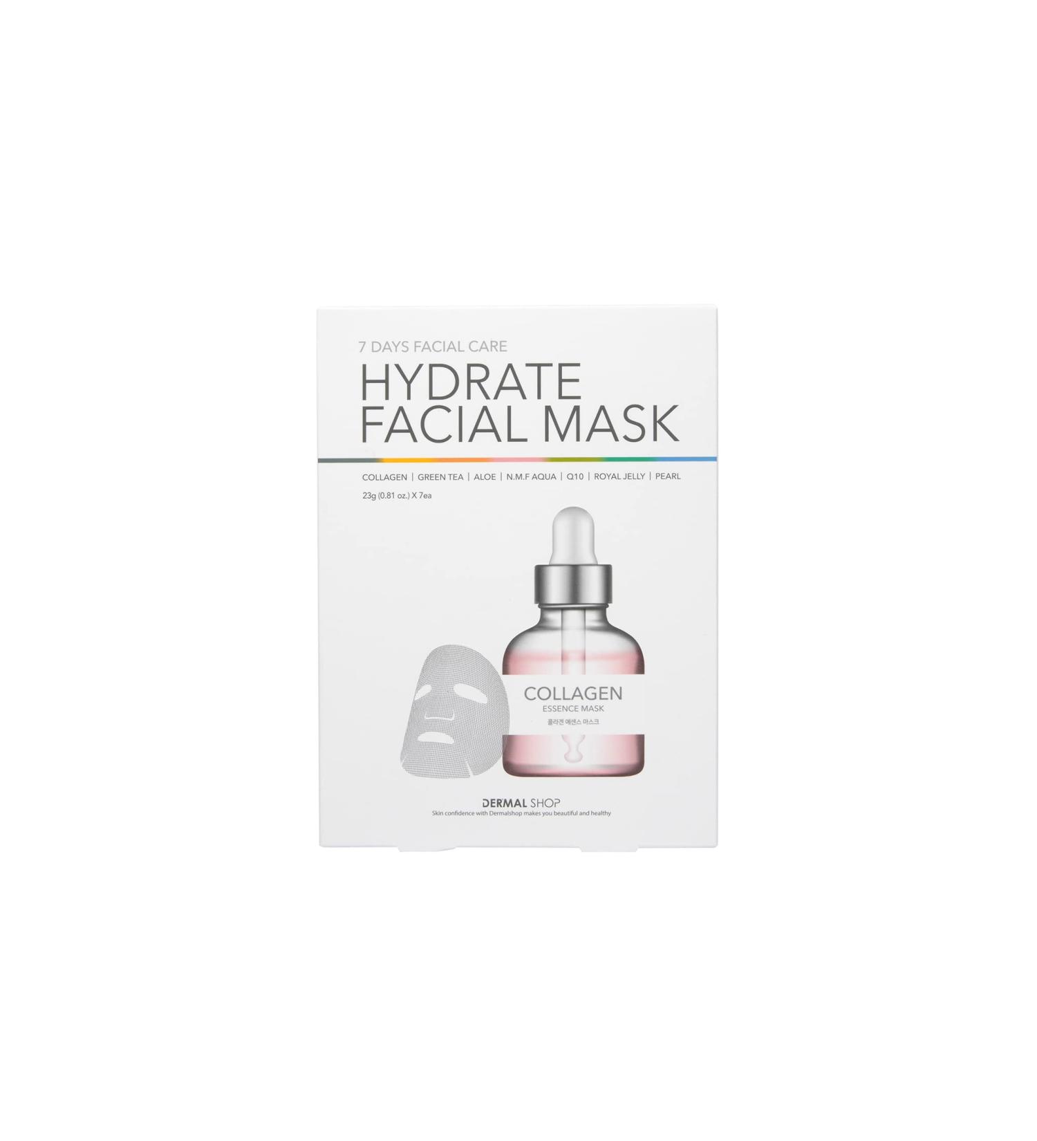 Dermal Shop Hydrate Facial Mask - 7 Daily Use Masks for Oily Dry & Sensitive Skin - Anti-Aging Sheet Mask for Moisturizing & Tightening Skin - Buy Online on GoSupps.com