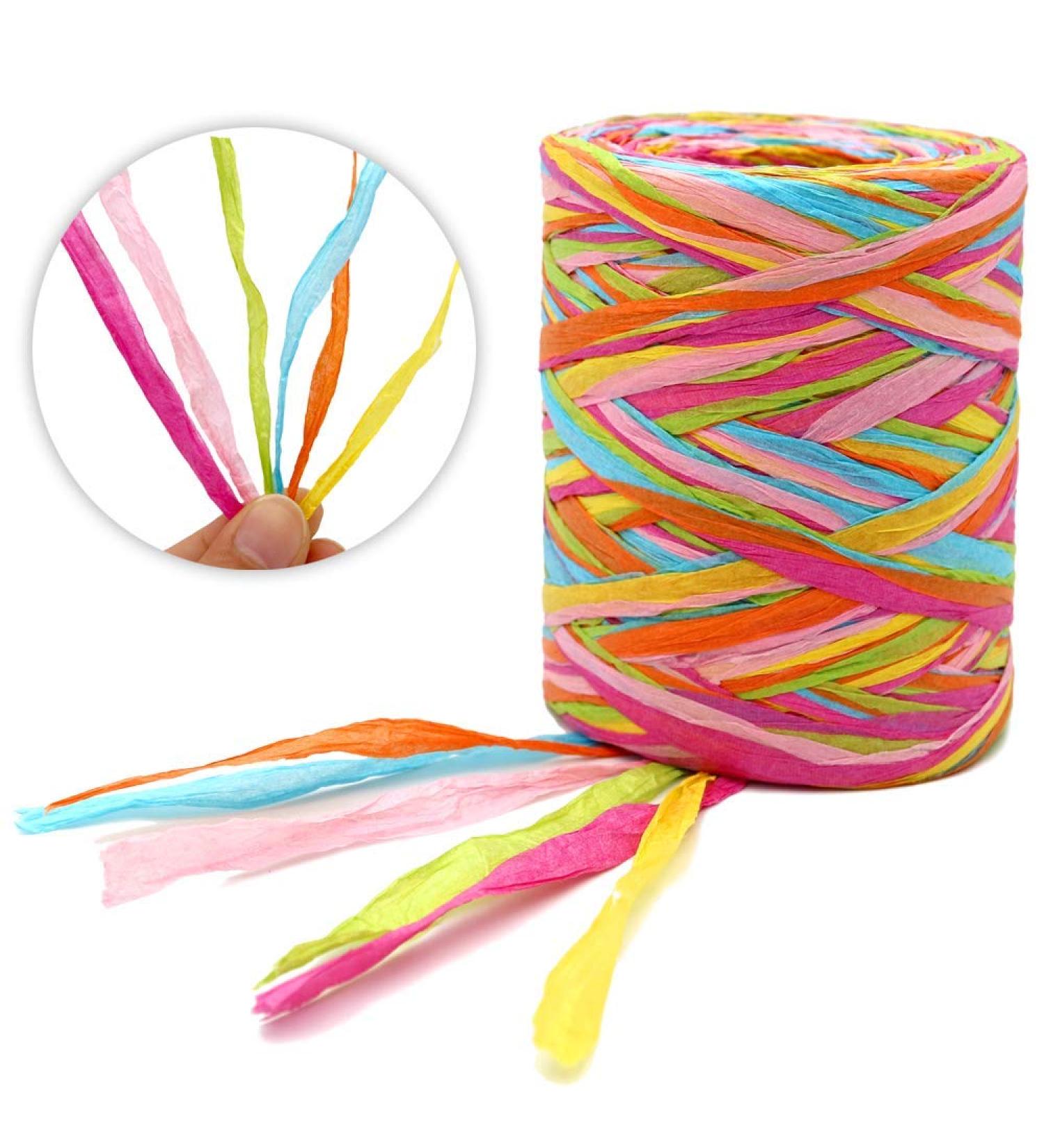 Colored 262 Feet Raffia Paper Ribbon for Gift Wrapping & DIY Decoration - Pink Multi-color String (262 Feet) - Buy Online on GoSupps.com