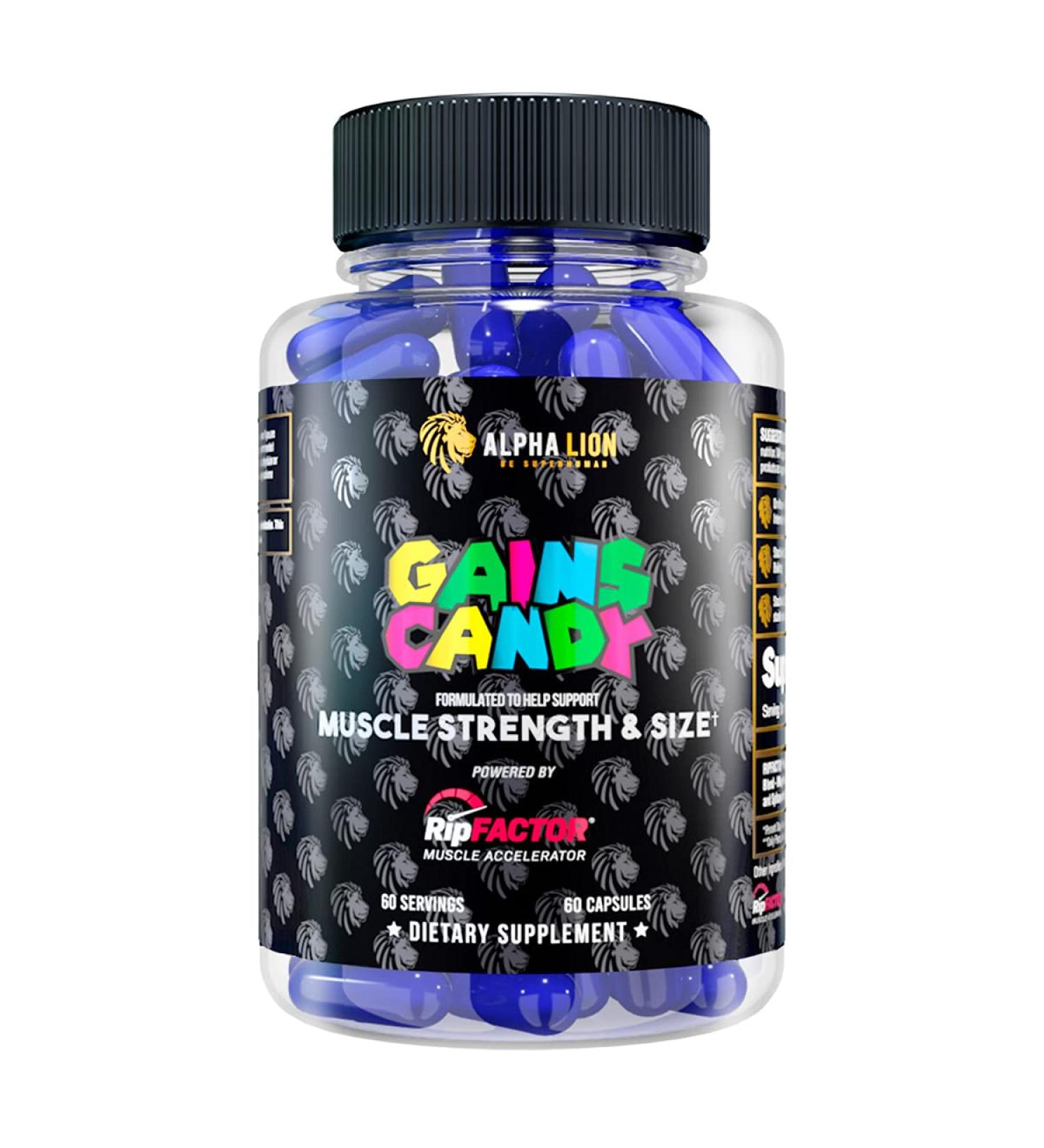 ALPHA LION Gains Candy - Muscle Growth Supplement Pills Nitric Oxide Booster & Energy Enhancer - 60 Capsules for Size & Strength - Buy Online on GoSupps.com