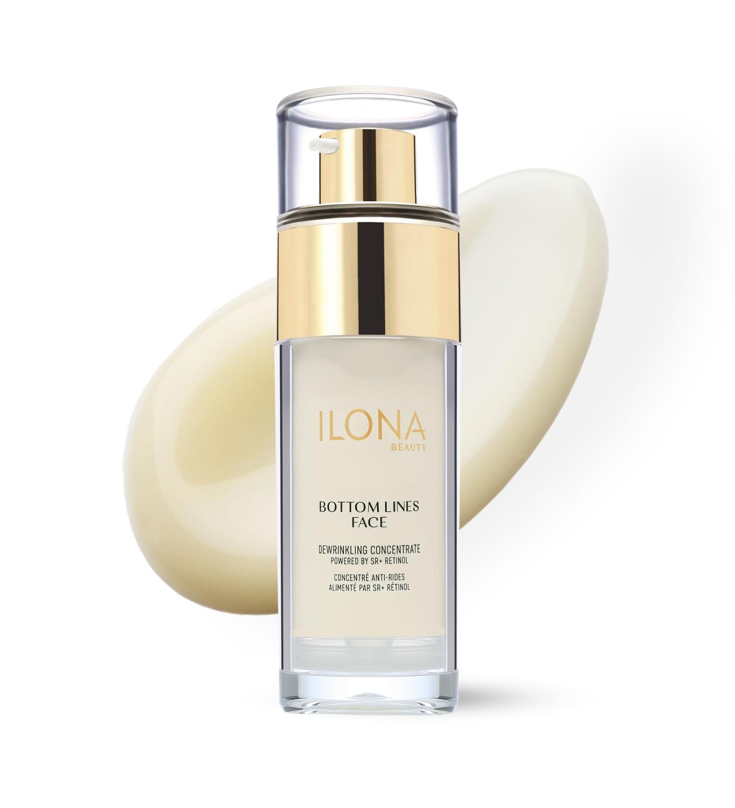ILONA Bottom Lines Face | Brightening and Collagen Regenerating Serum for Deep Wrinkle Reduction | Powered by SR+ Retinol with RNA/DNA Peptides Hydrolyzed Proteins & Vitamin C | 1.0 oz - Buy Online on GoSupps.com
