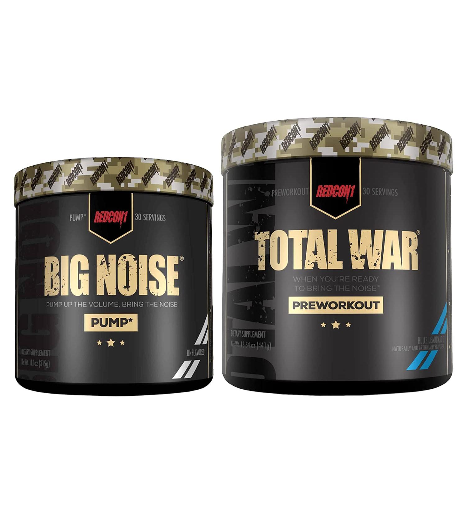 REDCON1 Total War & Big Noise Stack - Blue Lemonade Preworkout & Unflavored Non-Stim Powder - Energy, Focus & Endurance - Keto Friendly - 2 Products, 30 Servings Each - Buy Online on GoSupps.com