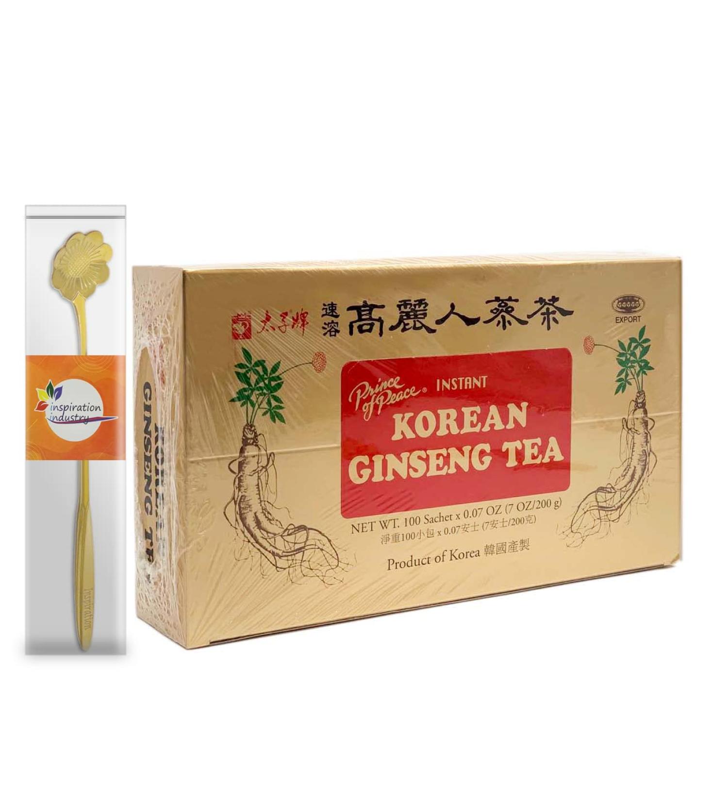 Prince of Peace Korean Ginseng Tea 100 Sachets + Industry Coffee Spoon | 100 Count Box - Buy Online on GoSupps.com
