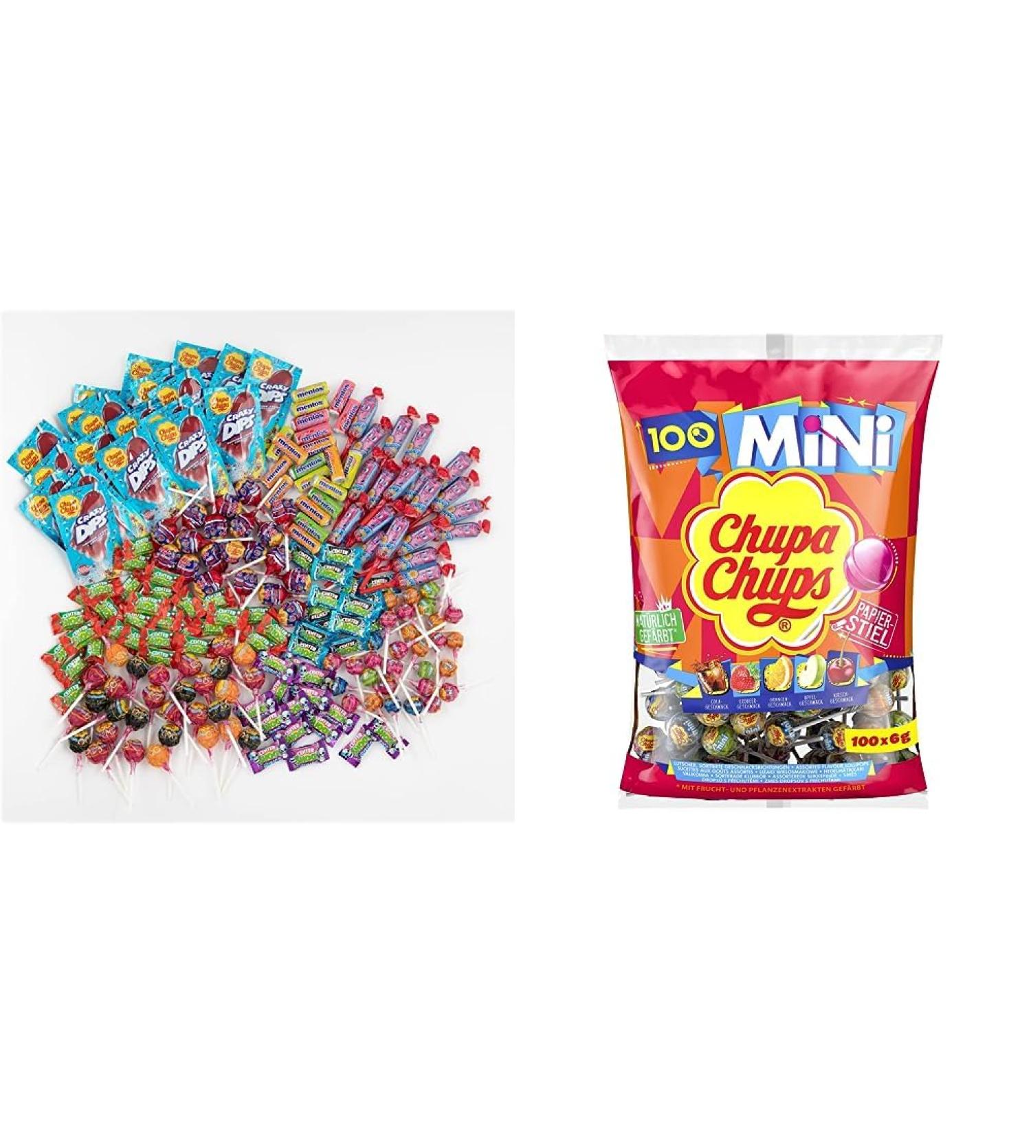 Chupa Chups Sweets Party Mix - 200 Mini Lollipops in 5 Delicious Flavors | 100 Classic Lollies & Bags for Ultimate Party Fun - Buy Online on GoSupps.com