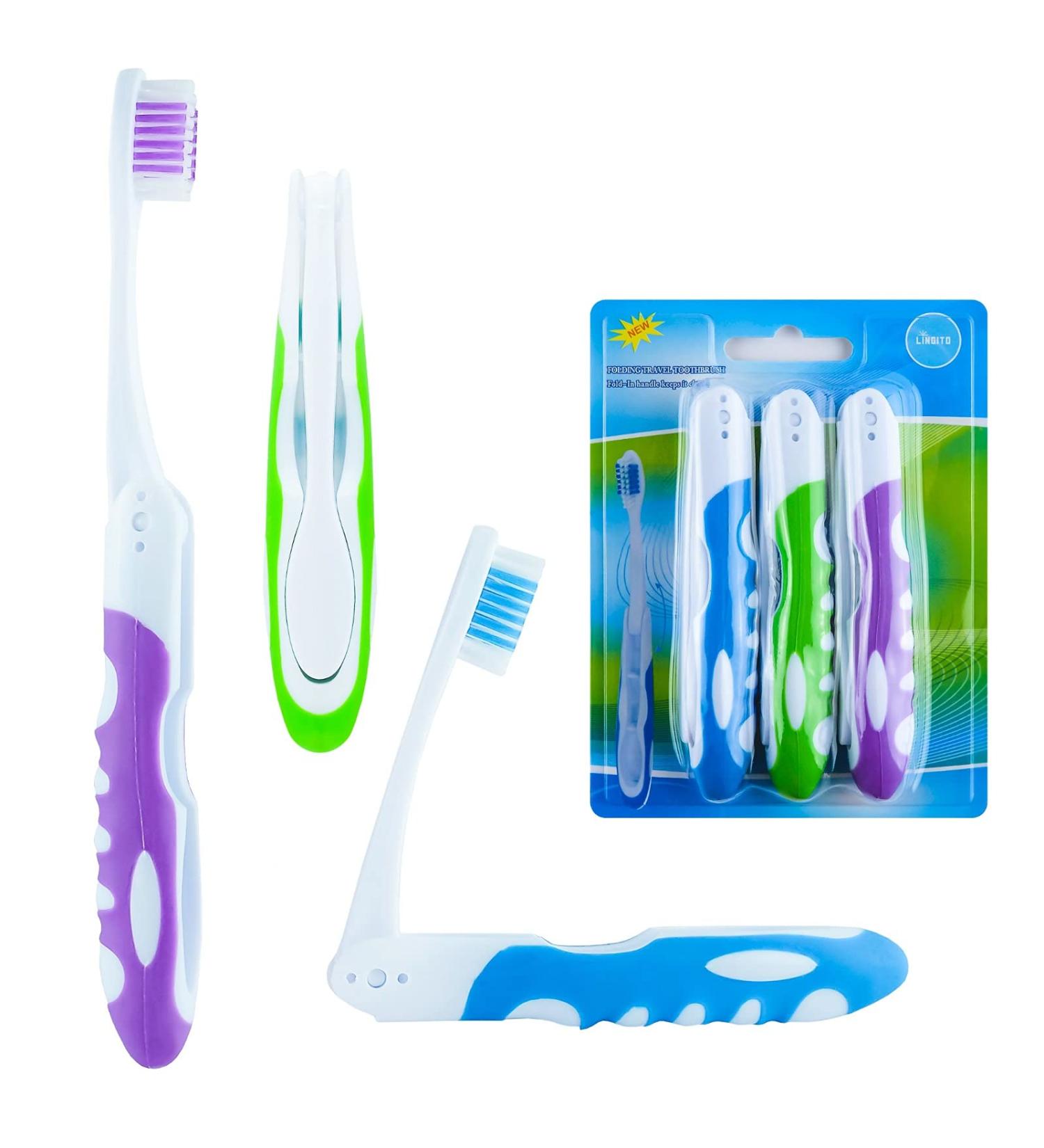 Travel Toothbrush On The Go Folding Feature - Medium Bristle Brushes (3 Pack) - 3 Count - Buy Online on GoSupps.com