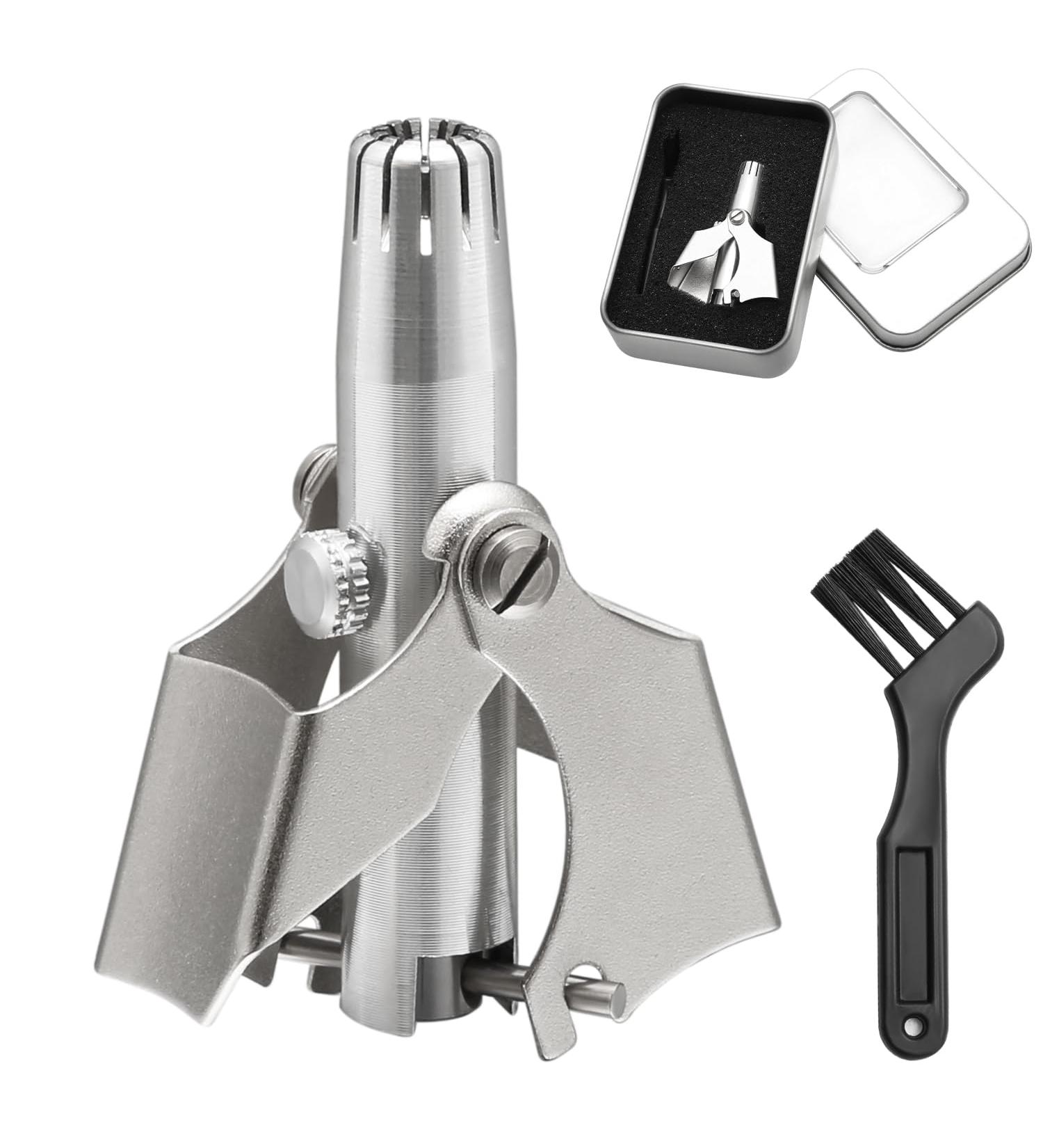 Manual Stainless Steel Nasal Hair Trimmer with Cleaning Brush | Portable Nose & Ear Hair Cutter for Home & Travel - Buy Online on GoSupps.com