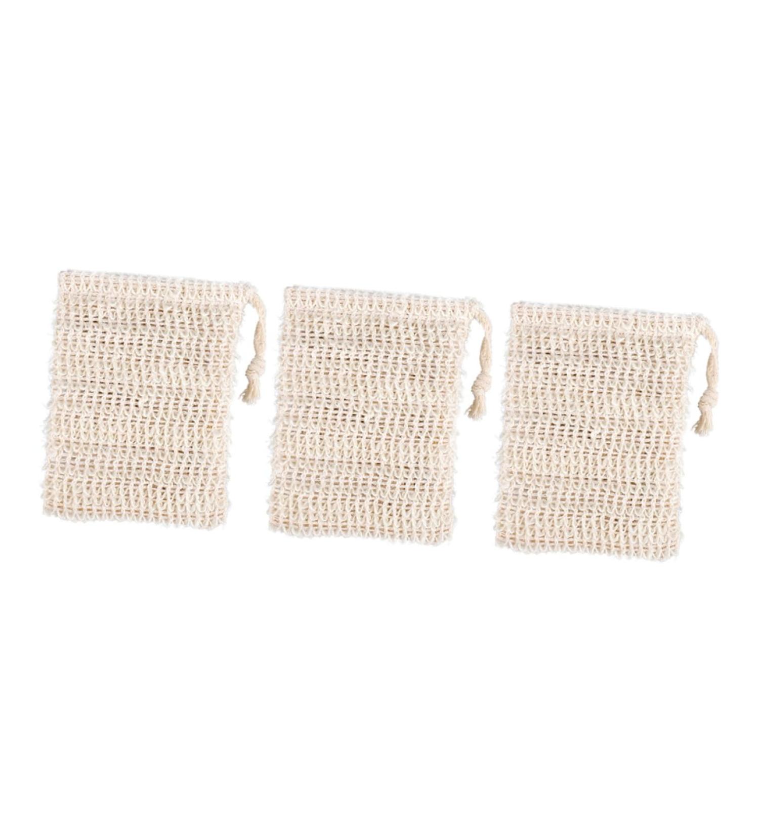 FRCOLOR 9 Pcs Soap Foaming Bag - Exfoliating Soap Saver & Scrubber Net Pouch - Light Yellow Ramie Mesh Bath Sponges for Toiletries | Buy Now - Buy Online on GoSupps.com