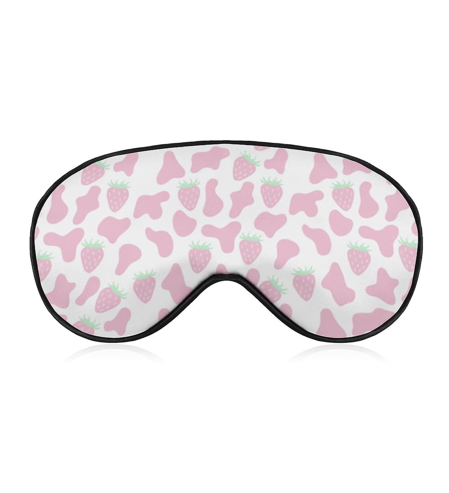 Shop Strawberry & Pink Cow Skin Sleep Mask for Women | Adjustable Eye Shades with Elastic Strap - International Shipping Available - Buy Online on GoSupps.com