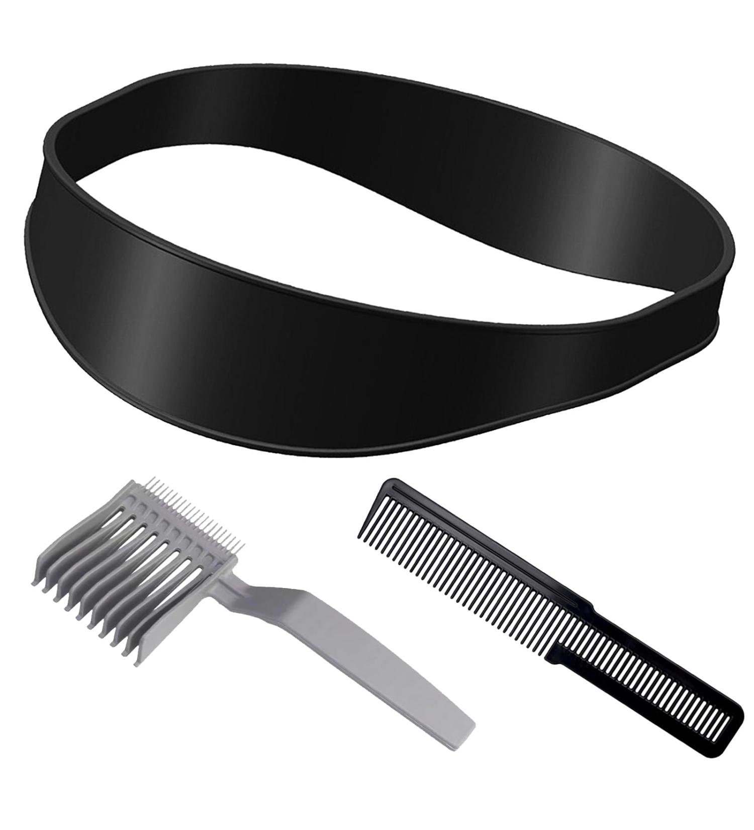 Hair Cutting Stencil Hair Trimmer Adjustable Haircut Band Silicone Haircut Band Professional Hair Cutting Tool Adjustable Hair Cutting Instructions Black - Buy Online on GoSupps.com