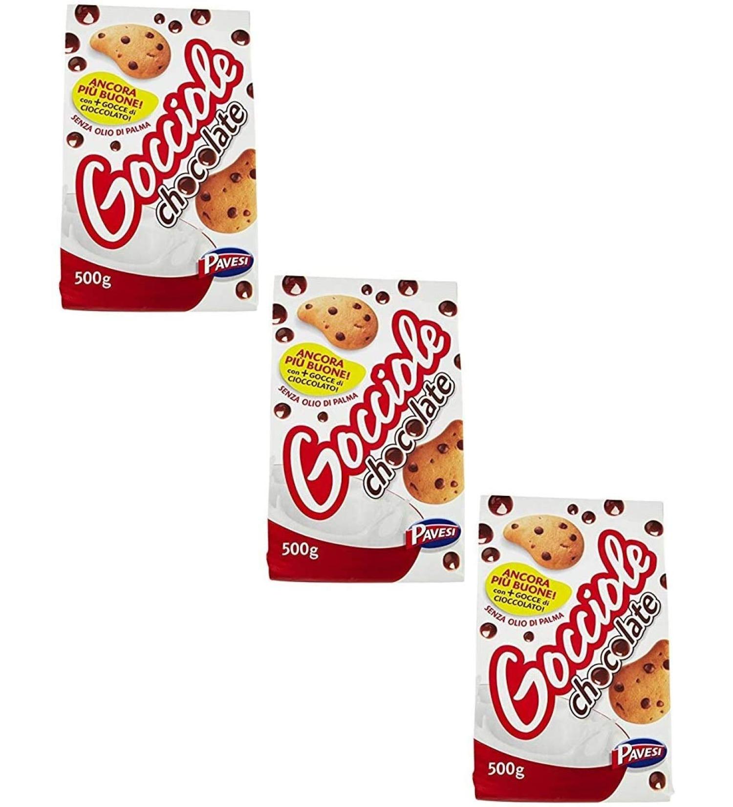 Barilla Pavesi Pack of 3 Italian Gocciole biscuits with dark chocolate drops 500