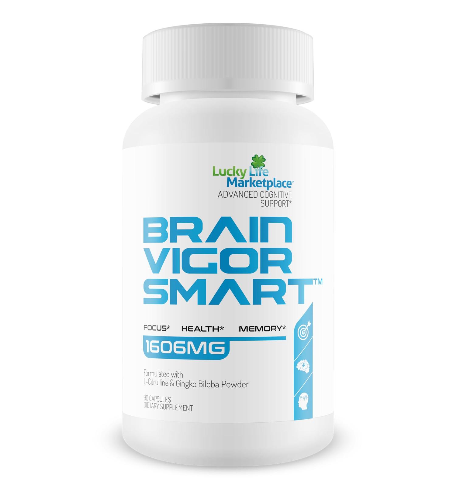 Brain Vigor Smart Brain Booster - Extra Strength Support for Focus Health and Memory - Improved Formula Made with Lion's Mane Mushroom & Ginkgo Biloba - Our Best Brain Vigor Smart Pills - Buy Online on GoSupps.com