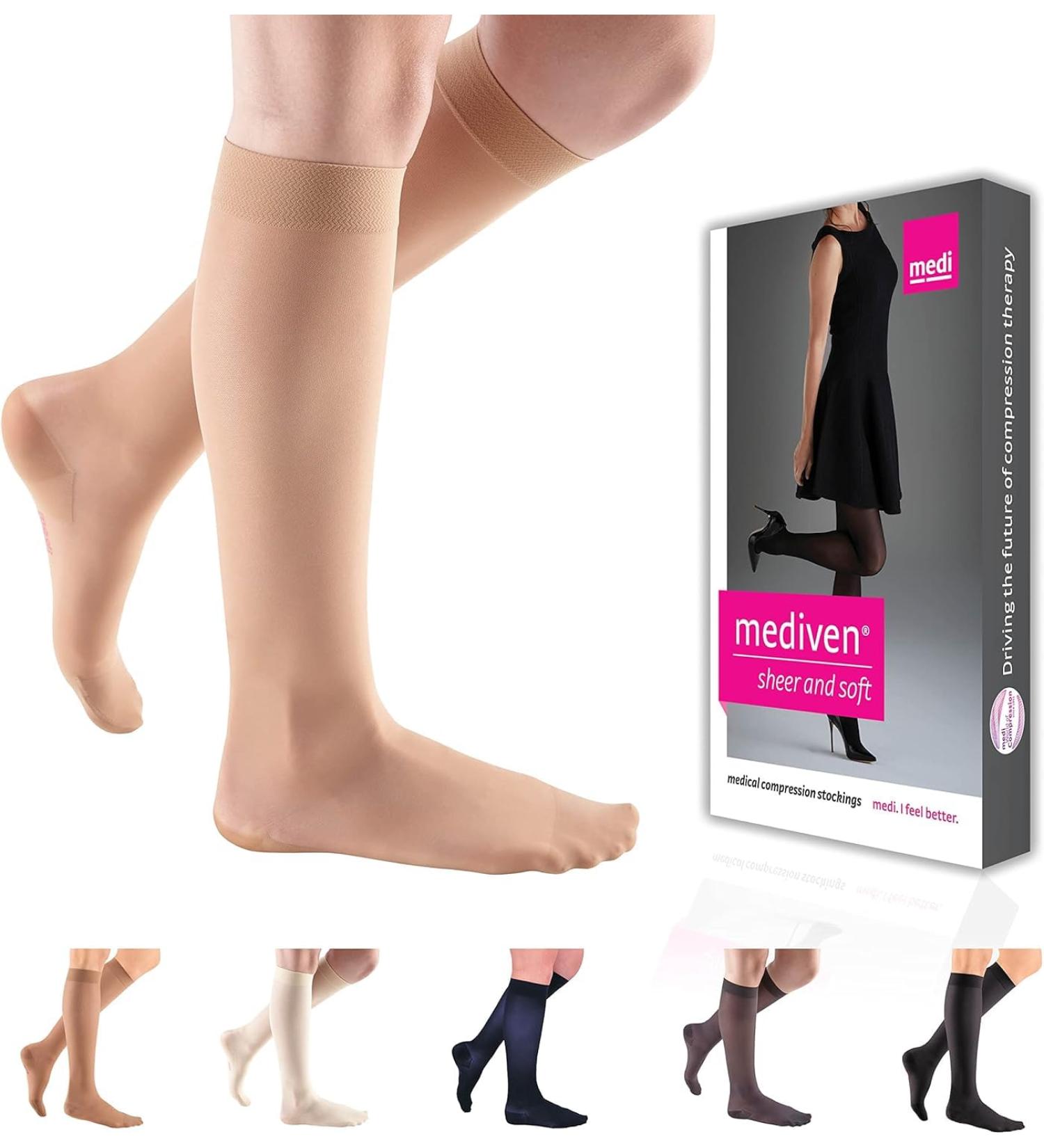 Buy Mediven Sheer & Soft Women's 20-30 mmHg Closed Toe Knee High Compression Stockings | Best Leg Circulation Support Hosiery - Buy Online on GoSupps.com