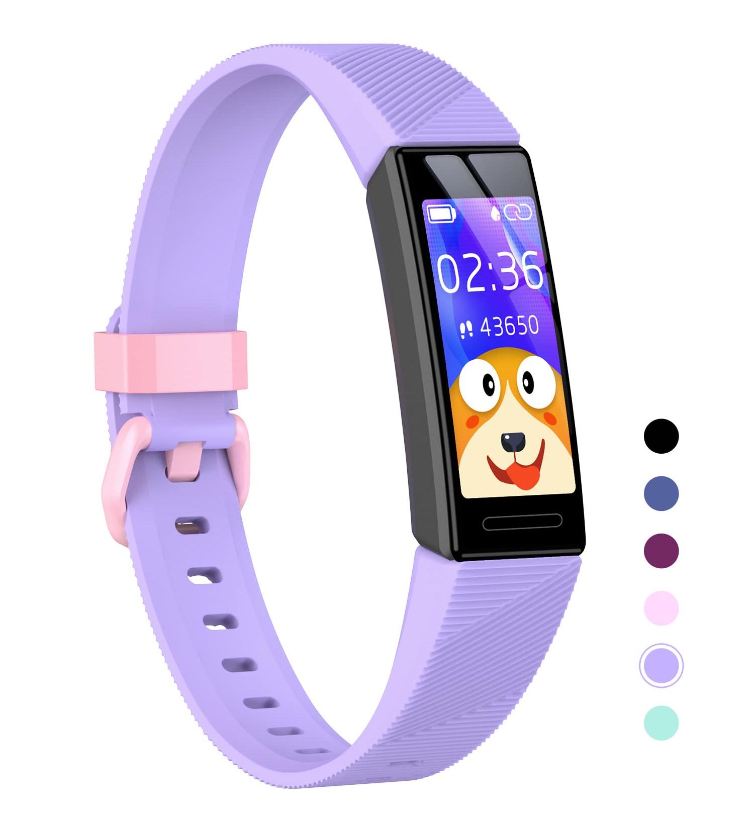 HOOMOON Kids Fitness Tracker Watch - IP68 Waterproof Activity Tracker with Sleep Tracking, 11 Sport Modes, Calorie Counter, Alarm Clock & Reminder - Great Gift for Boys, Girls & Teens - Light Purple - Buy Online on GoSupps.com