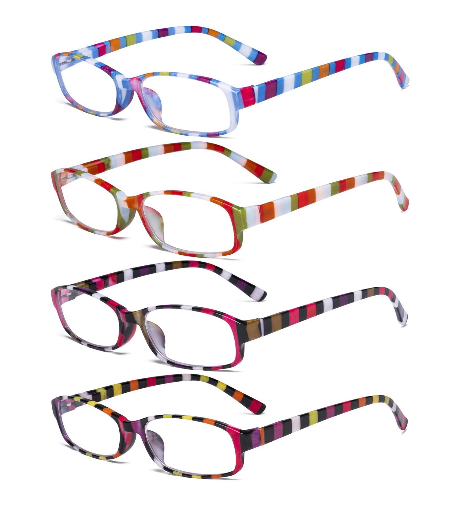 Eyekepper 4 Pack Women's Fashionable Stripe Reading Glasses +0.50 - Stylish Small Frames for International Shipping - Buy Online on GoSupps.com