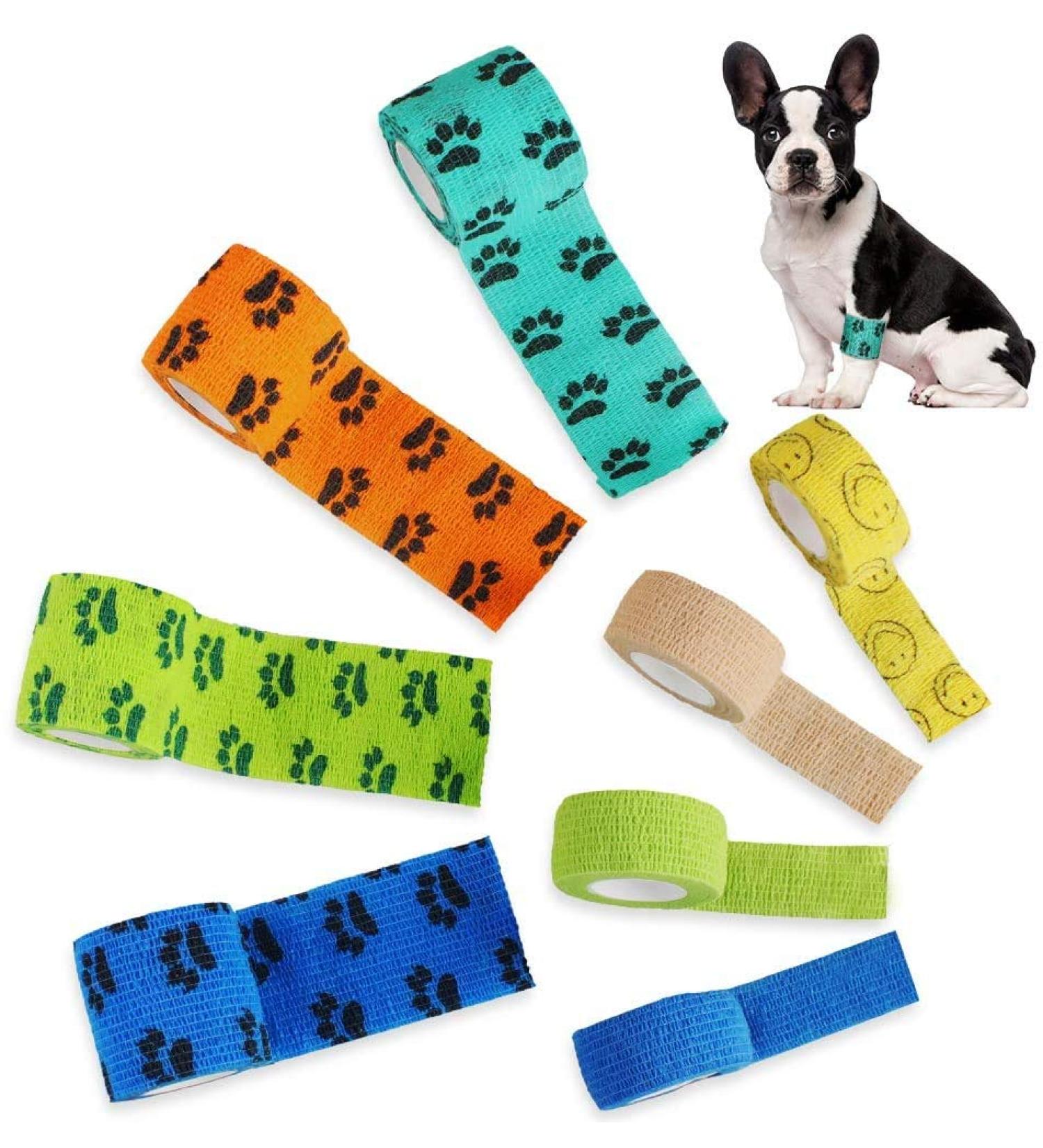 Kulannder 8 Rolls Self Adhesive Bandage for Dog Bandage for Dogs Paws Legs Injury Do not Stick to Fur High Elastic and Breathable - Buy Online on GoSupps.com