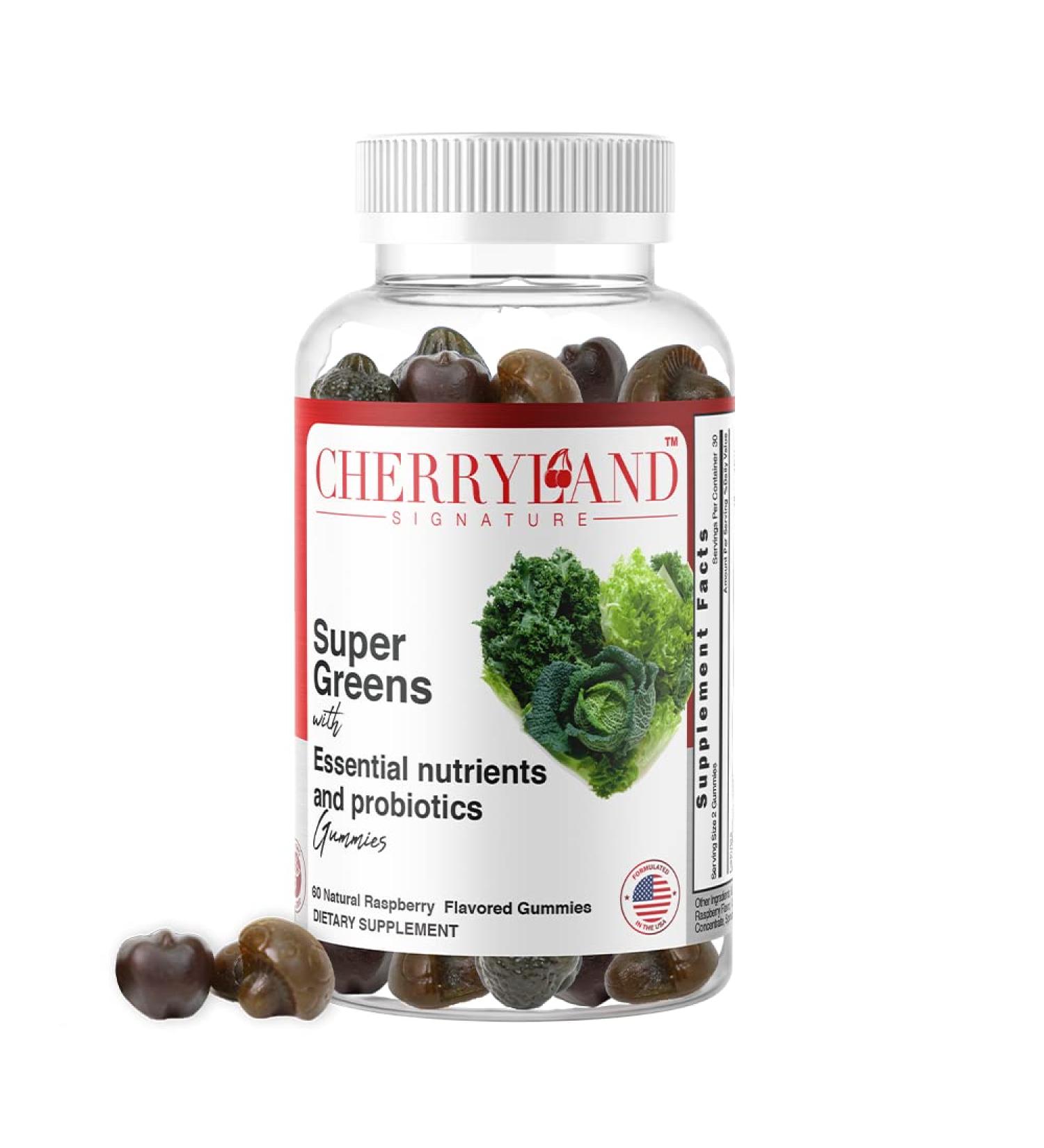 Super Greens Gummies - Antioxidants Mushrooms & Probiotics | Vegan Gluten & Gelatin-Free | Detox & Digestive Health Support | 60 Count - Buy Online on GoSupps.com