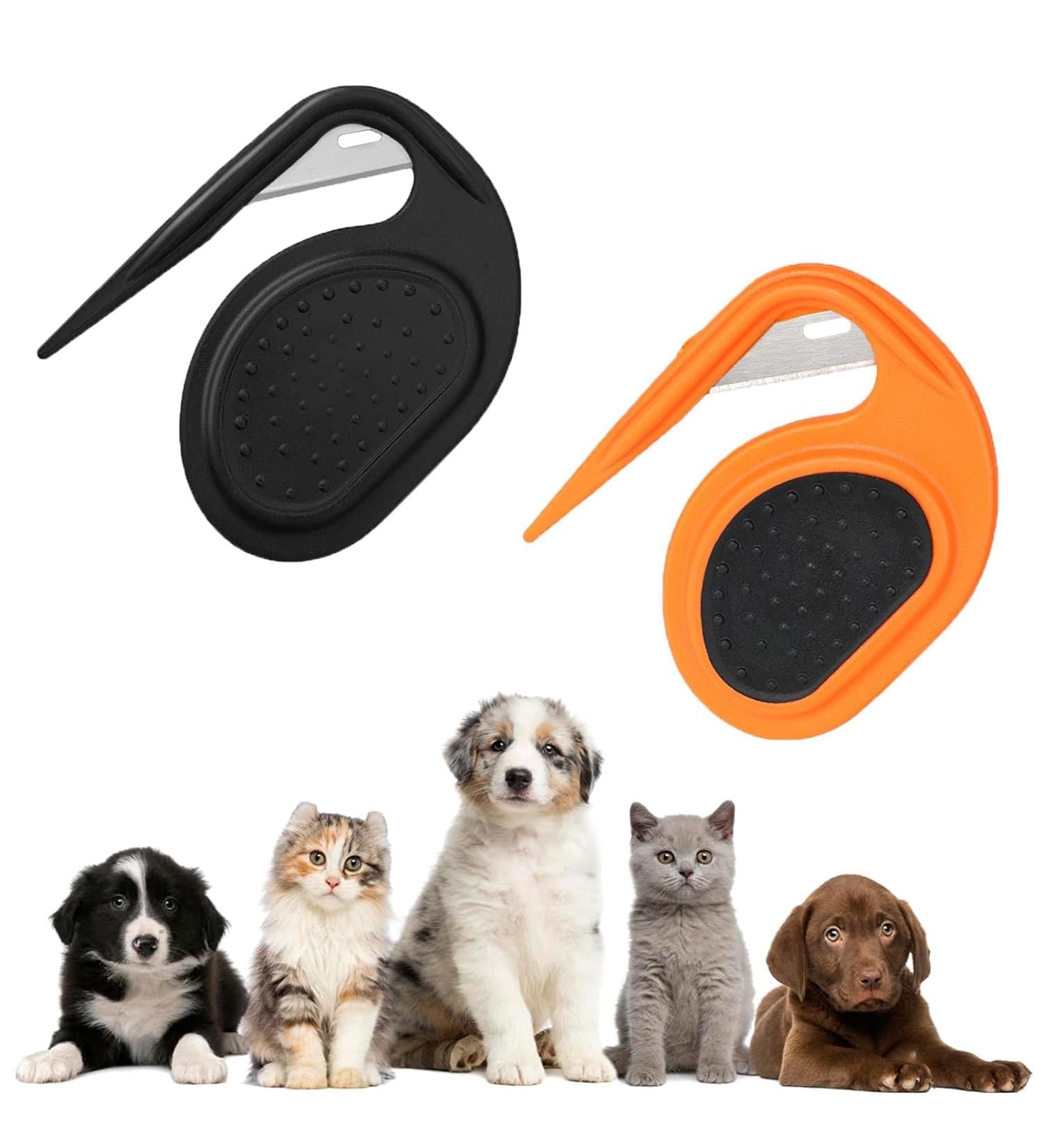 Knitting COMB PET - Ultimate Cat & Dog Grooming Tool for Hair Removal | Knotting Comb for Tangles | Effective Pet Massage Brush (BK+OR) - Buy Online on GoSupps.com
