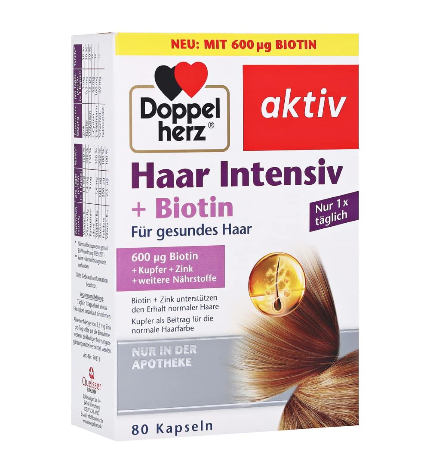Double heart hair intensive+biotin capsules