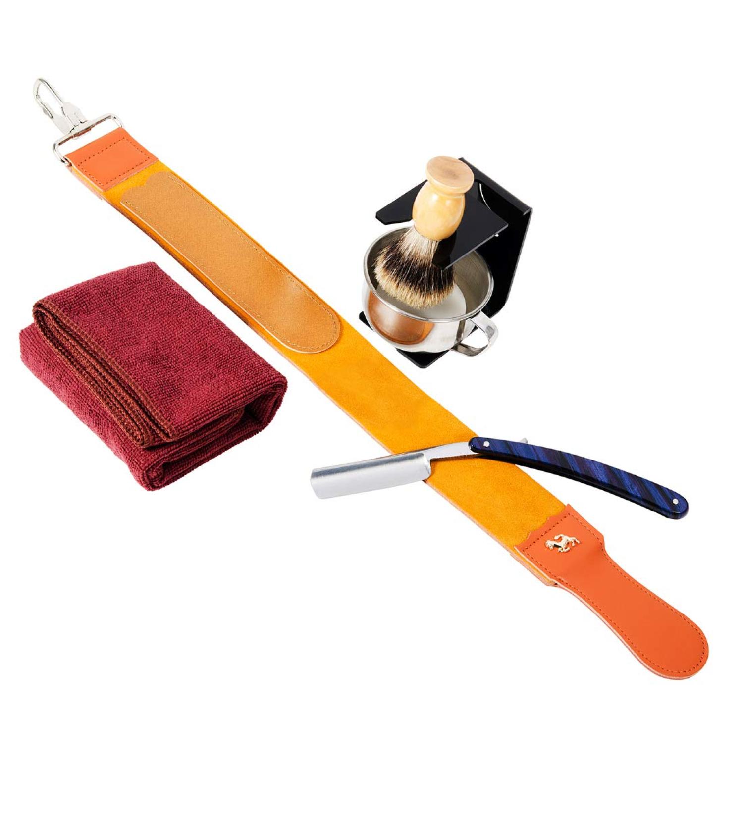 Grandslam Shaving Straight Razor Kit with Leather Strop, Badger Hair Brush, Bowl, Soap & Stand - Gift for Men - Buy Online on GoSupps.com