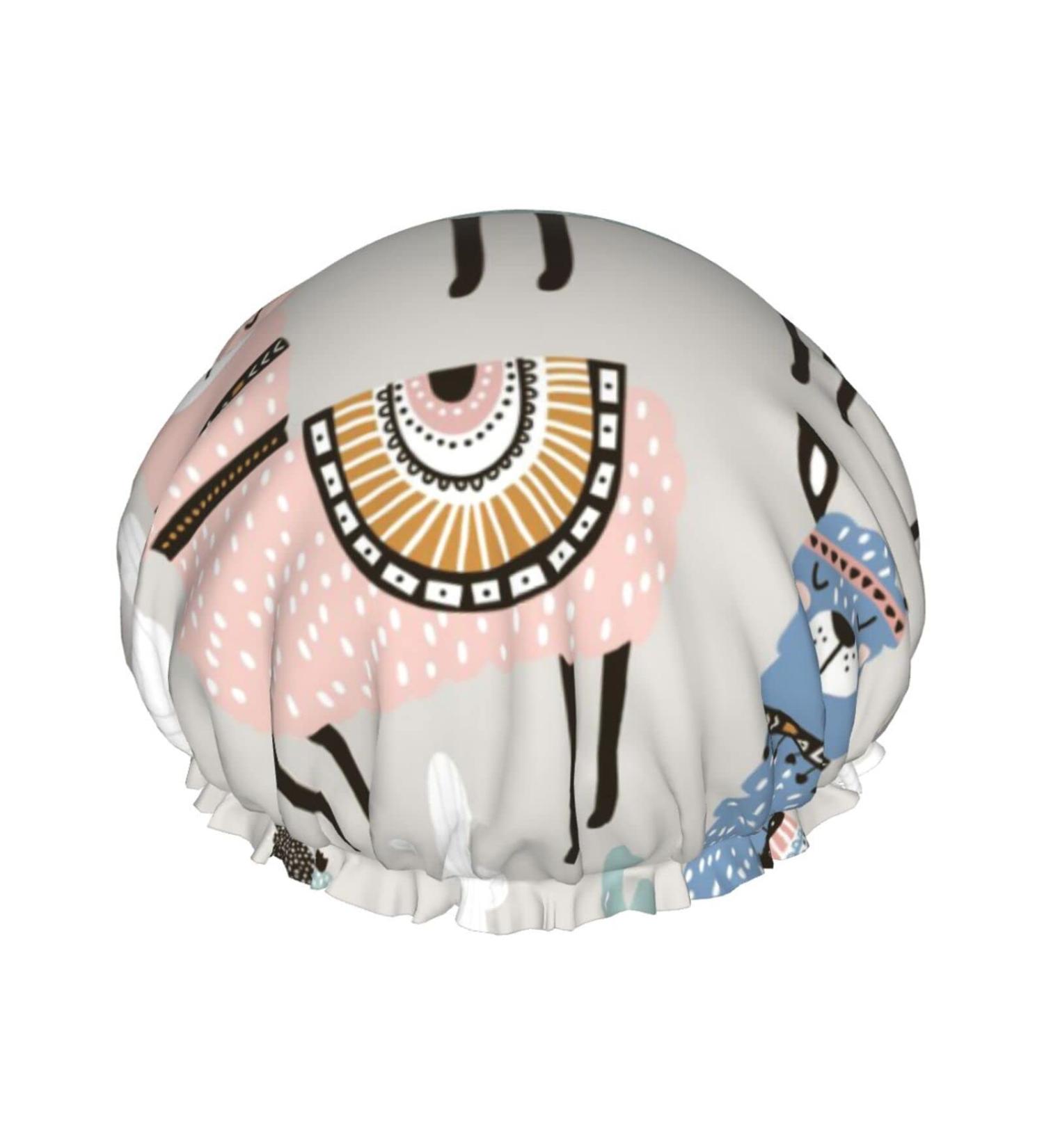 Llama Cactus Printed Shower Cap - Waterproof Bath Cap for Women - Fits All Head Sizes and Hair Textures - Buy Online on GoSupps.com