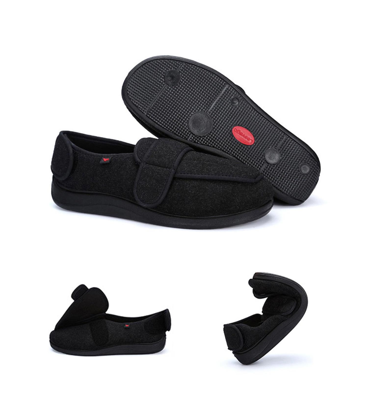 Diabetic Walking Shoes for Fat Swollen & Wide Feet - Adjustable Unisex Black (Men 11.5 - Buy Online on GoSupps.com
