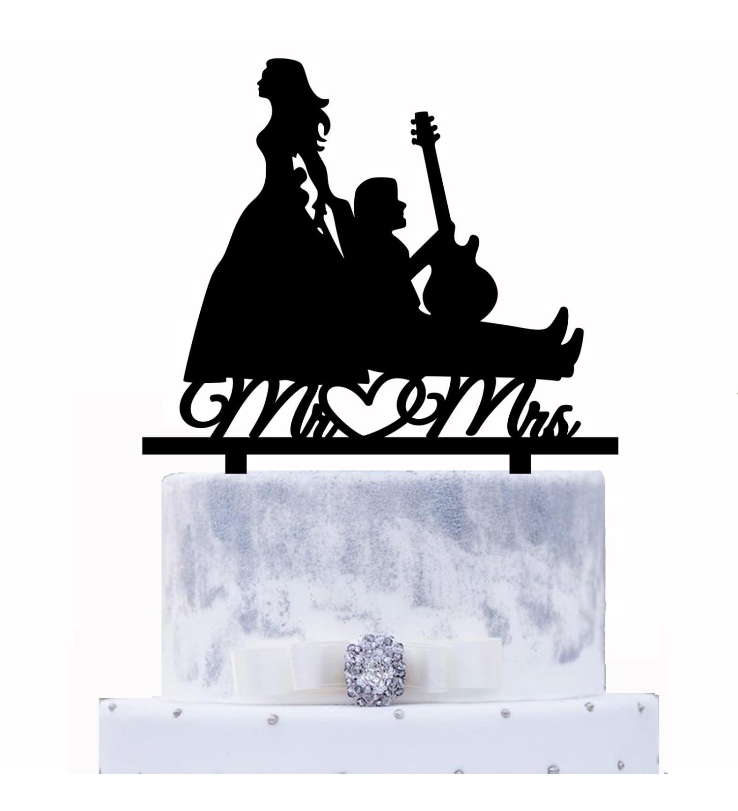 Guitarist Wedding Cake Topper Musician Bass Guitar Player Cake Topper Funny Music Theme Cake Topper For Wedding Engagement Anniversary Bridal Shower Party Supplies - Buy Online on GoSupps.com