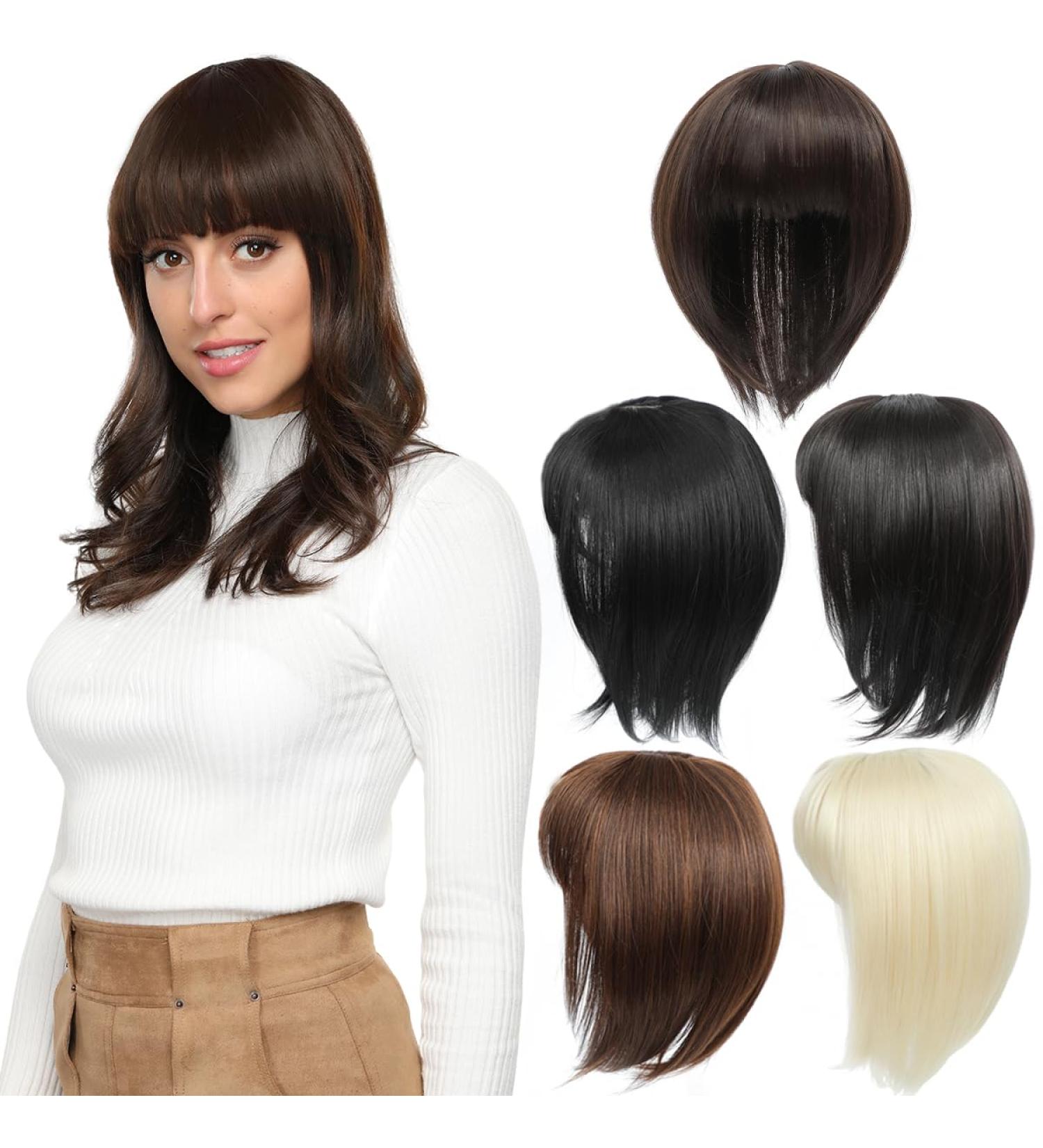Yamel 12 Inch Darkest Brown Hair Topper with Bangs - Synthetic Hairpieces for Women with Thinning Hair - Buy Online on GoSupps.com
