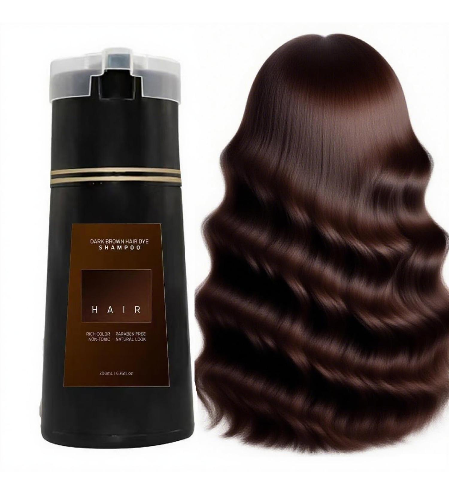  YUNZHIHUI 3-in-1 Hair Colouring Shampoo with Natural Botanical Ingredients for Women and Men Instant Colouring and Long-Lasting Hold (Dark Brown) - Buy Online on GoSupps.com