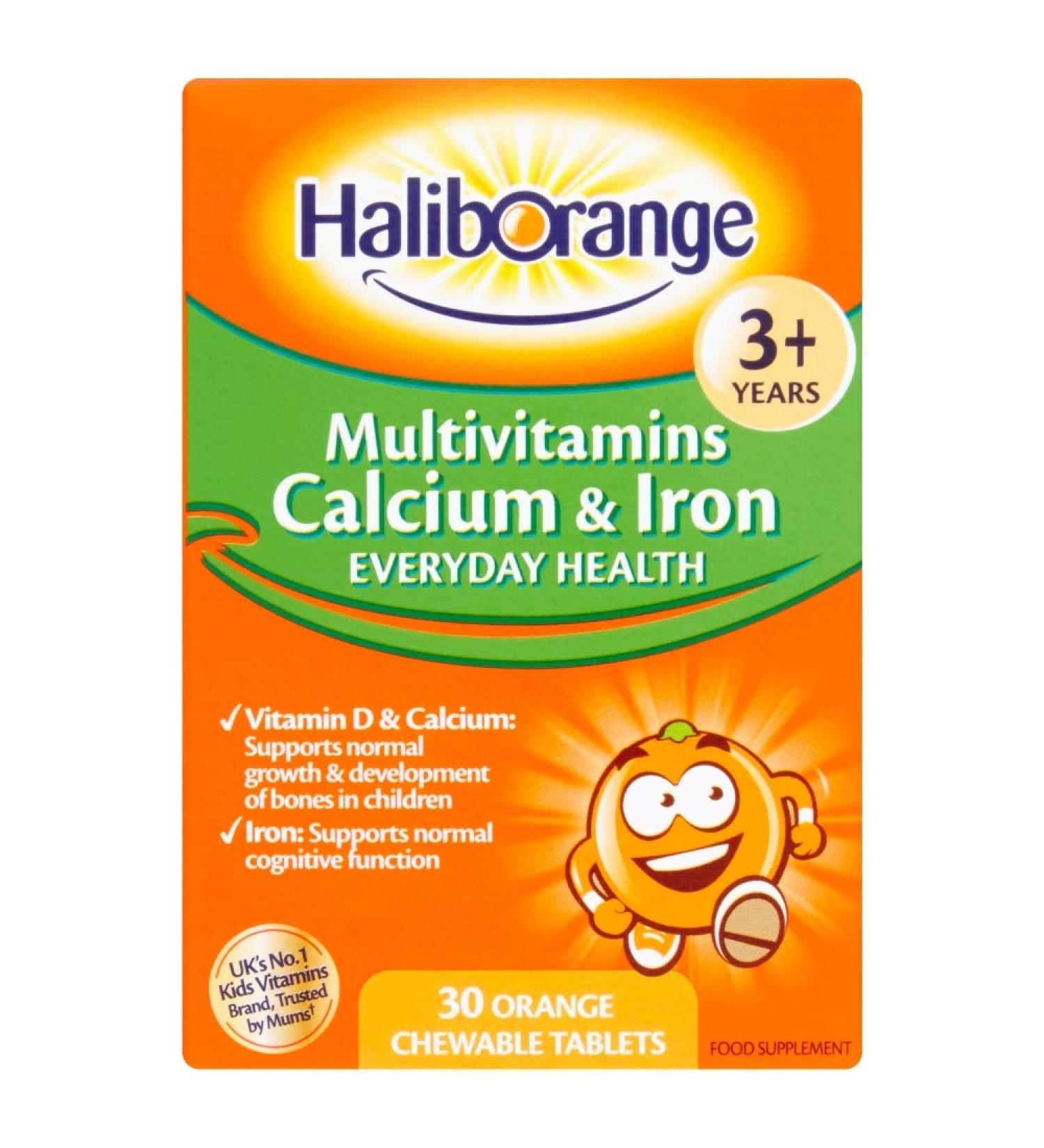 Haliborange Kids Multivitamins with Calcium & Iron - 30 Orange Chewable Tablets - Buy Online on GoSupps.com