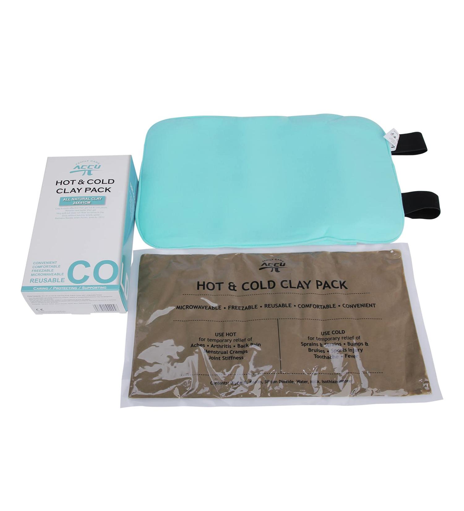 Clay Ice Pack with Strap 16 x 9.5 Inches - Reusable Cold/Warm Compress for Pain Relief on Back, Neck, Shoulder, Knee, Ankles - Microwaveable & Refreezable - Clay Therapy Wrap - Buy Online on GoSupps.com