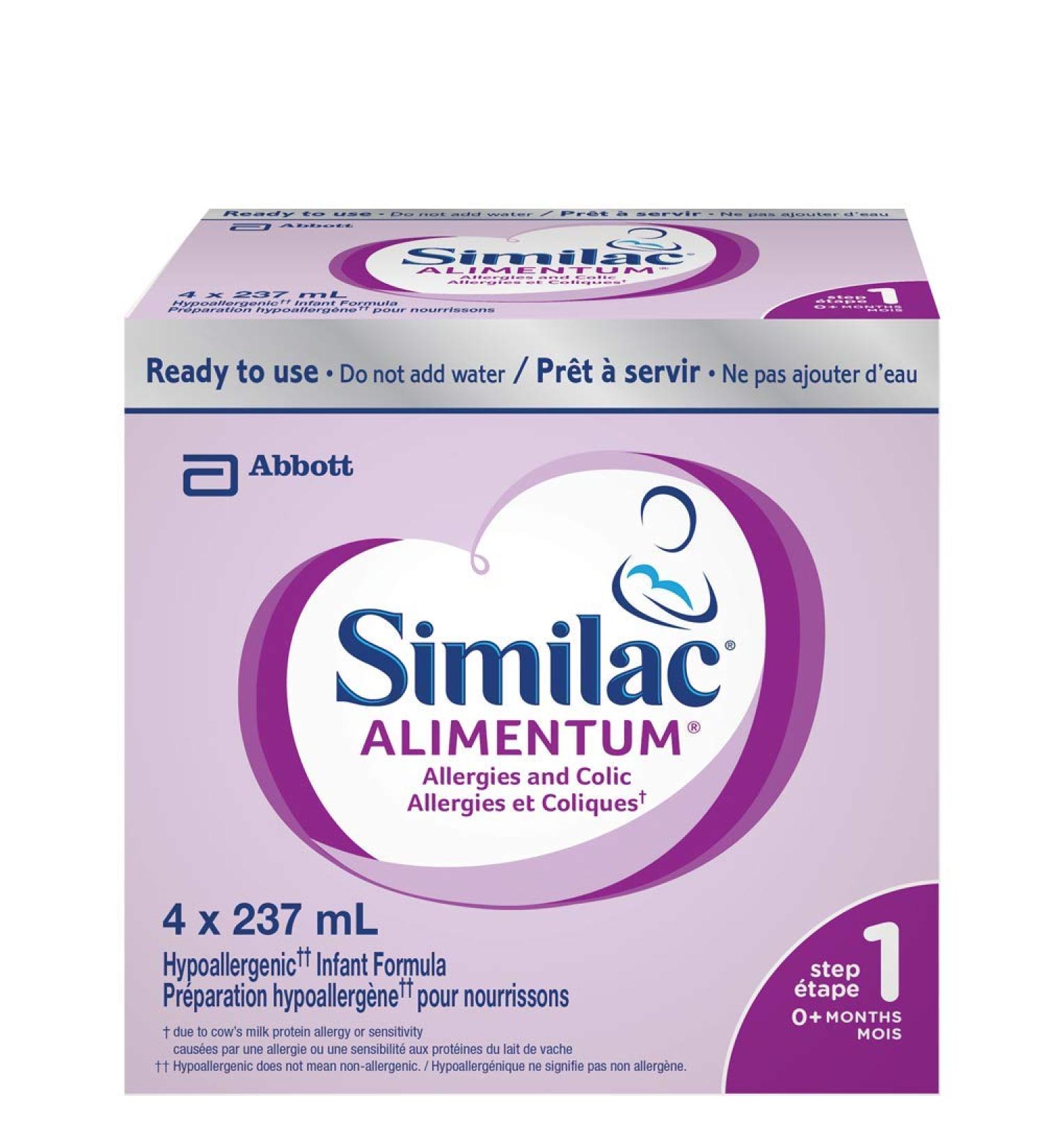 Similac Alimentum Hypoallergenic Baby Formula Ready To Use 4 x 237 mL 0+ Months - Buy Online on GoSupps.com