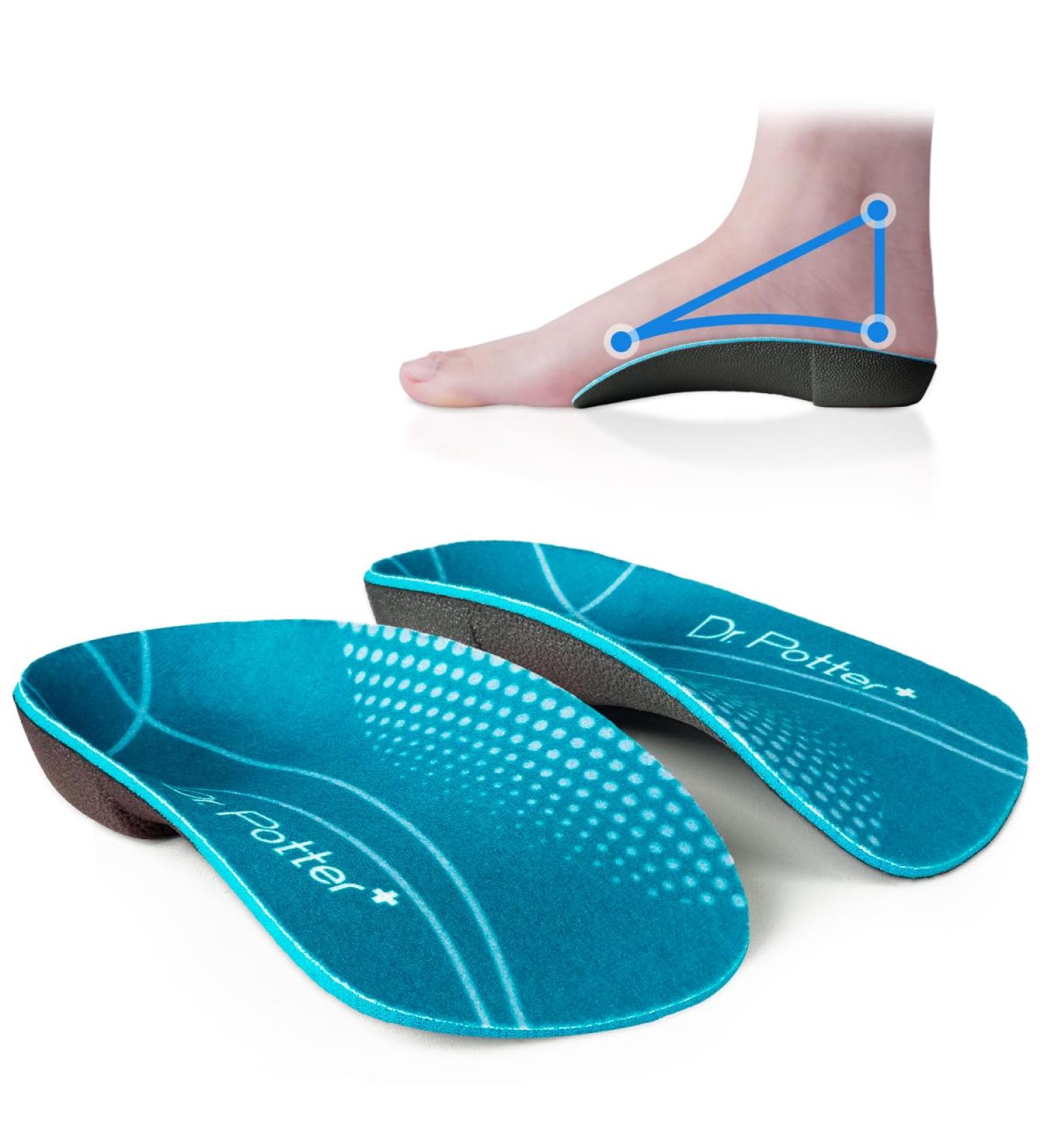3/4 Orthotic Insoles for Plantar Fasciitis Relief | High Arch Support Inserts for Flat Feet & Heel Pain | Medium Size Men 6.5-8.5 / Women 7.5-9.5 - Shop Now - Buy Online on GoSupps.com
