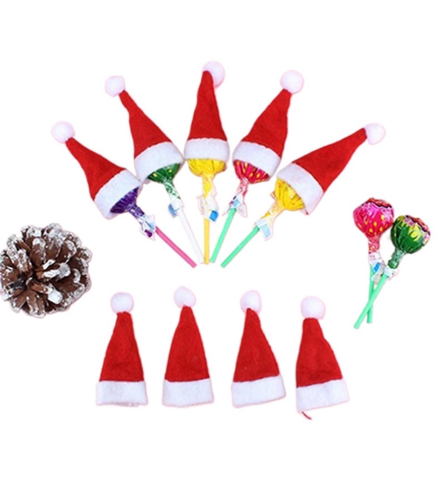  INEOUT INEOUT Creative Christmas Lollipop Hat Mini Santa Claus Hat Christmas Party (Size: 50 Pieces) - Buy Online on GoSupps.com