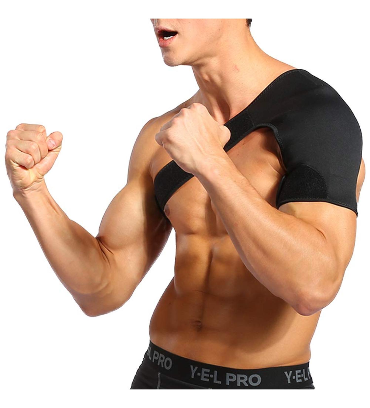 Dechoga Adjustable Neoprene Shoulder Support Bandage Belt - Stabilizes Arthritic Shoulders & Luxation - Unisex Design Fits Left or Right Shoulder - Buy Online on GoSupps.com