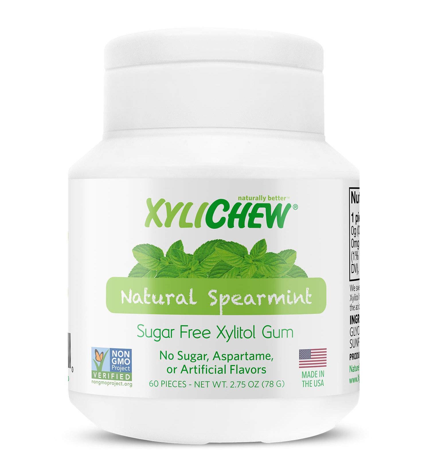 Xylichew Spearmint Chewing Gum - 100% Xylitol, Non-GMO, Sugar-Free, 60 Count Jars (Pack of 4) - Oral Care & Fresh Breath - Buy Online on GoSupps.com