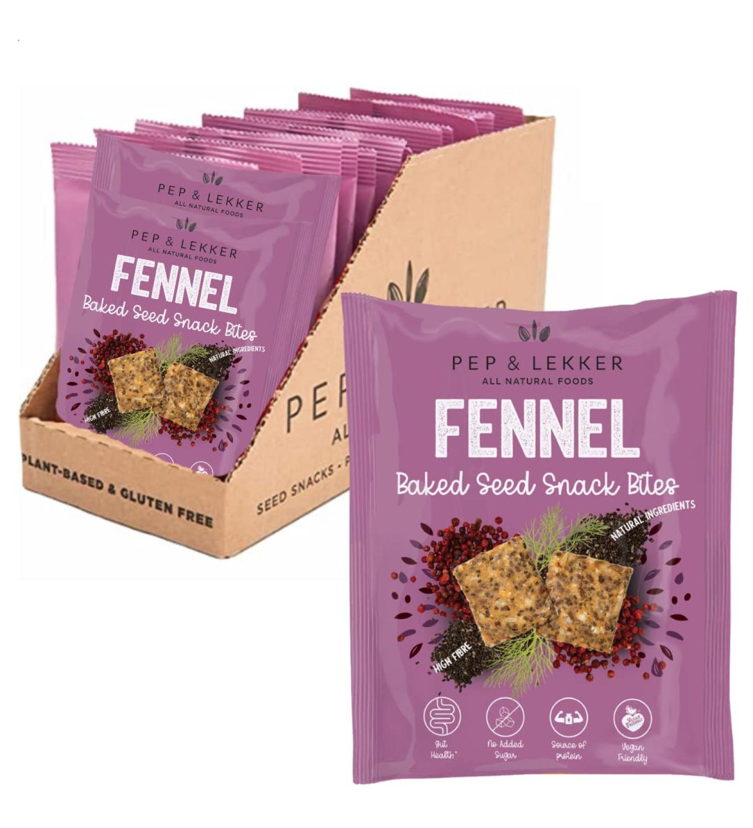 Pep & Lekker Baked Seed Snack Bites - Fennel (12 x 30g) - Plant-Based, Low Sugar, High Fibre, Vegan, Protein Source - Buy Online on GoSupps.com