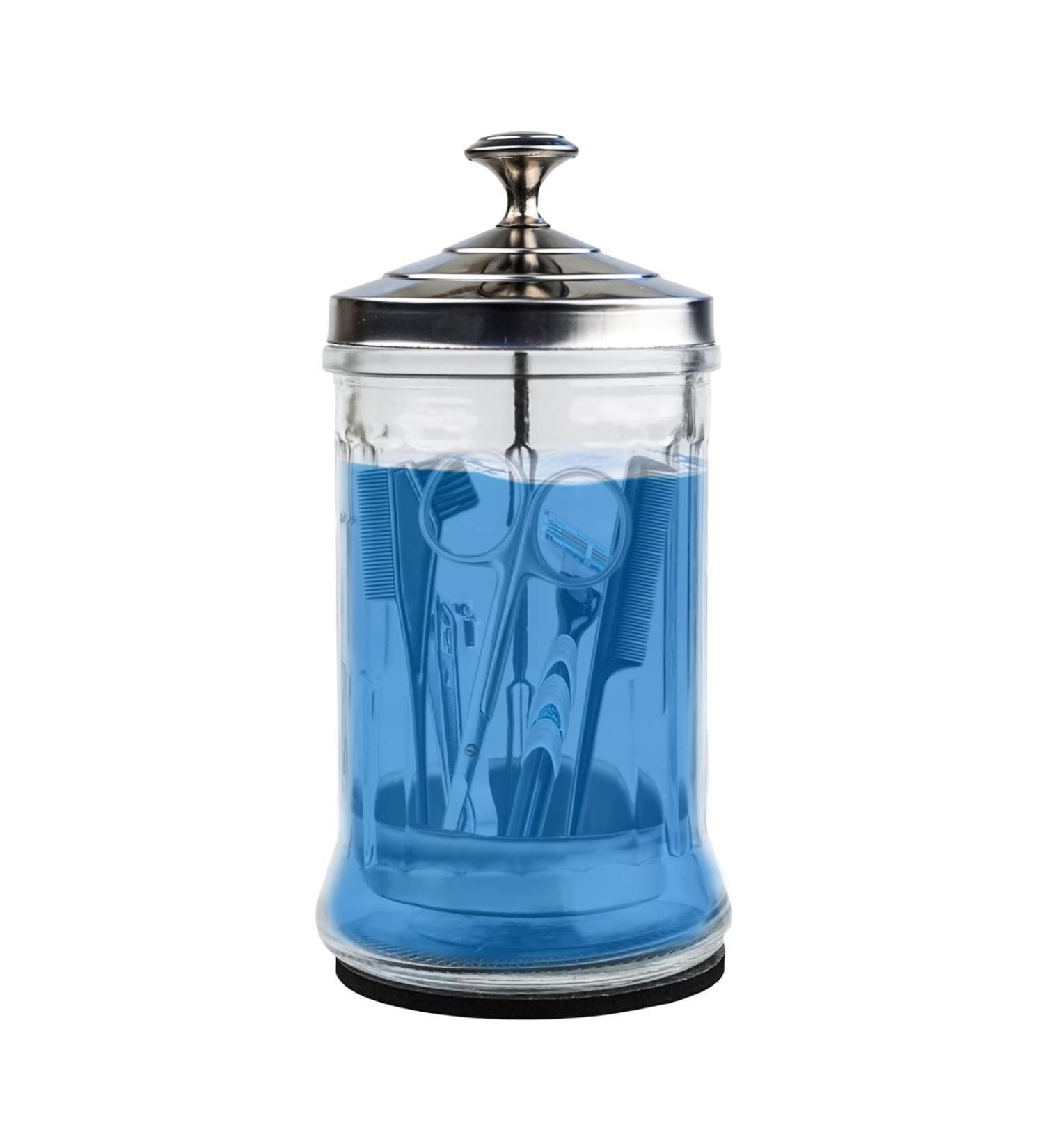 33 Oz Disinfectant Barber Jar with Removable Basket - Glass Container for Salon Supplies (33 Ounce) - Buy Online on GoSupps.com
