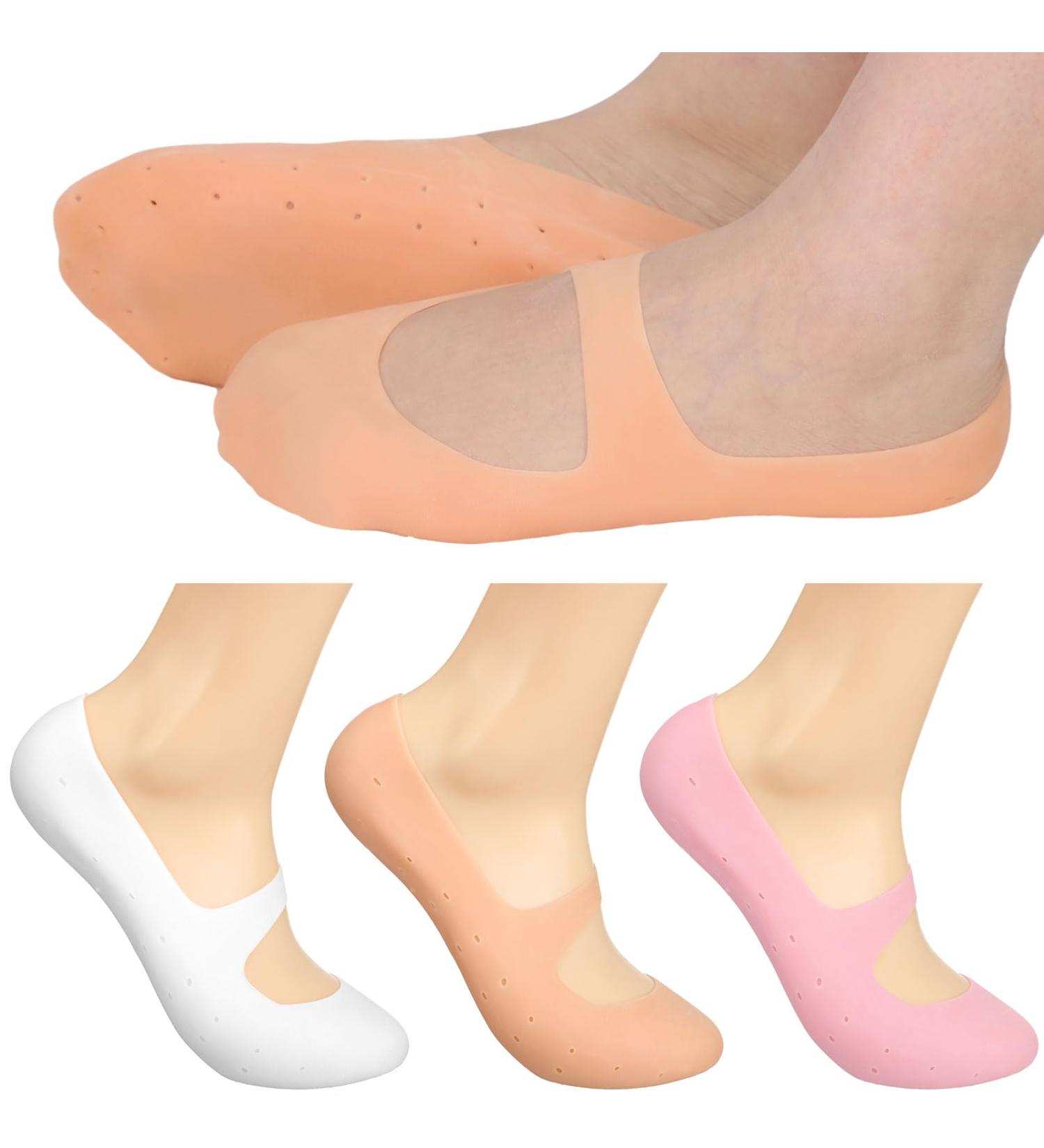 Jadive 3 Pairs Silicone Moisturizing Socks for Men & Women - Anti-Crack Foot Care & Protection - Buy Online on GoSupps.com